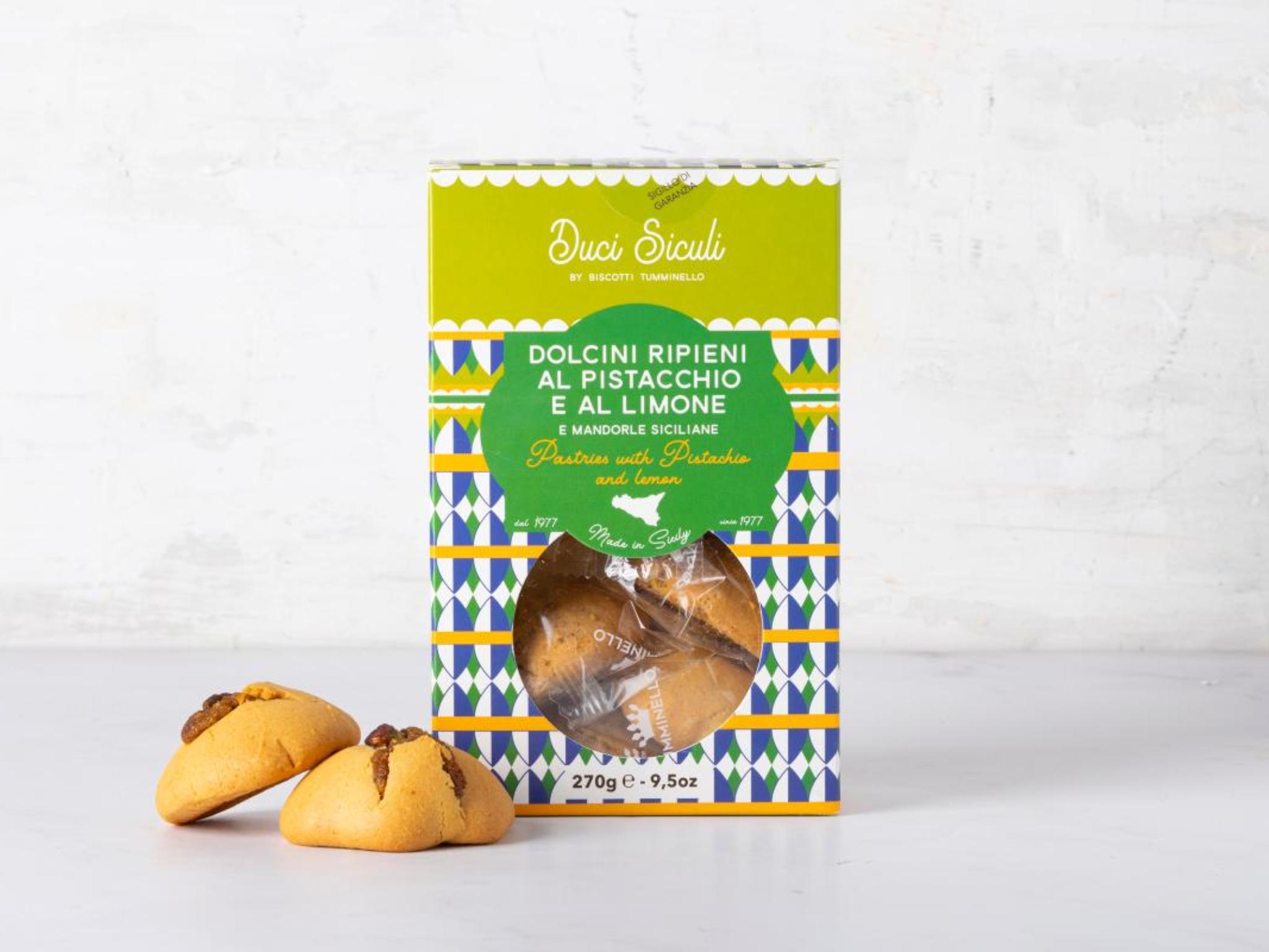 Dolcini ripieni al pistacchio, limone e mandorle siciliane