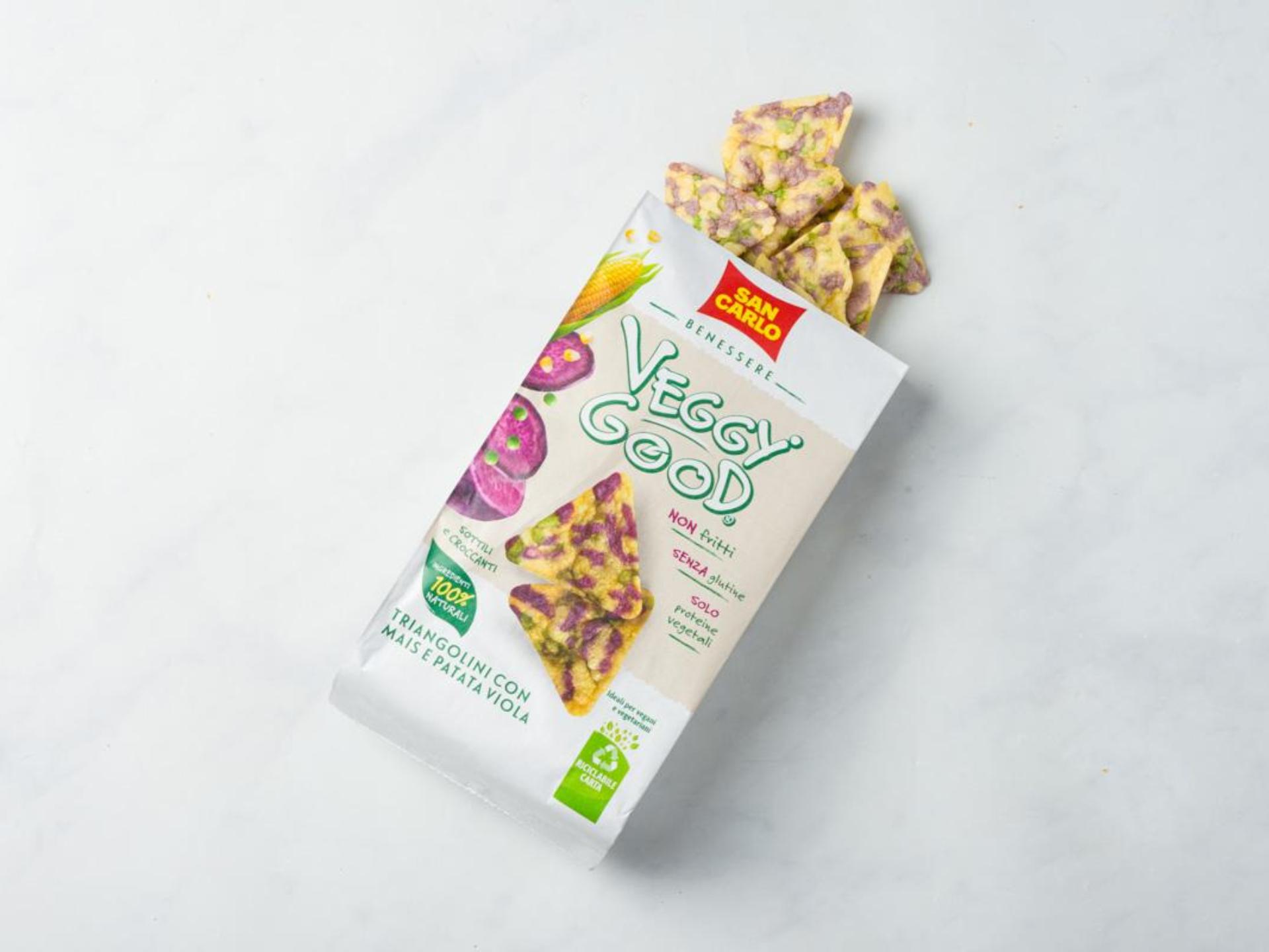 Triangolini con mais e patata viola