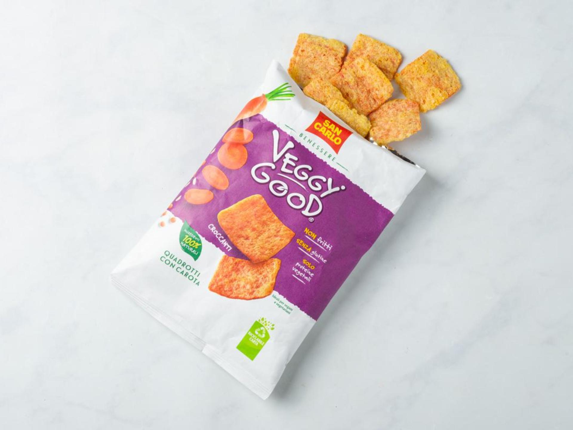 Quadrotti con carota, riso e lenticchie