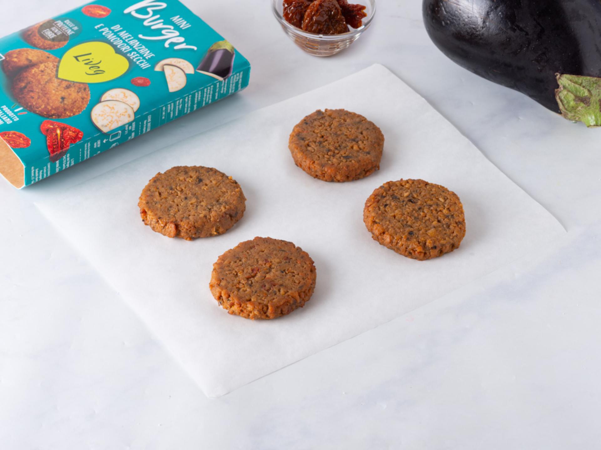 Mini burger di melanzane e pomodori secchi BIO