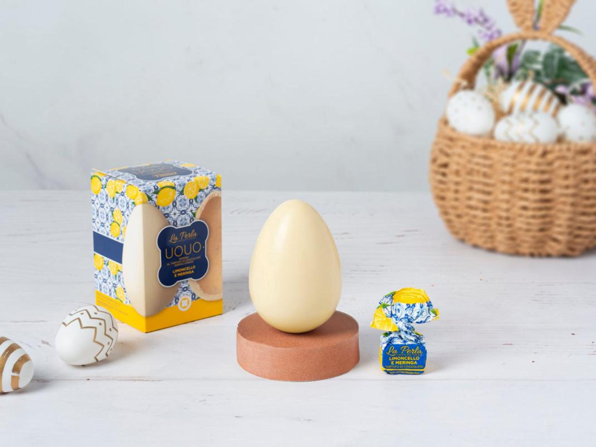 Mini uovo di cioccolato bianco limoncello e meringa