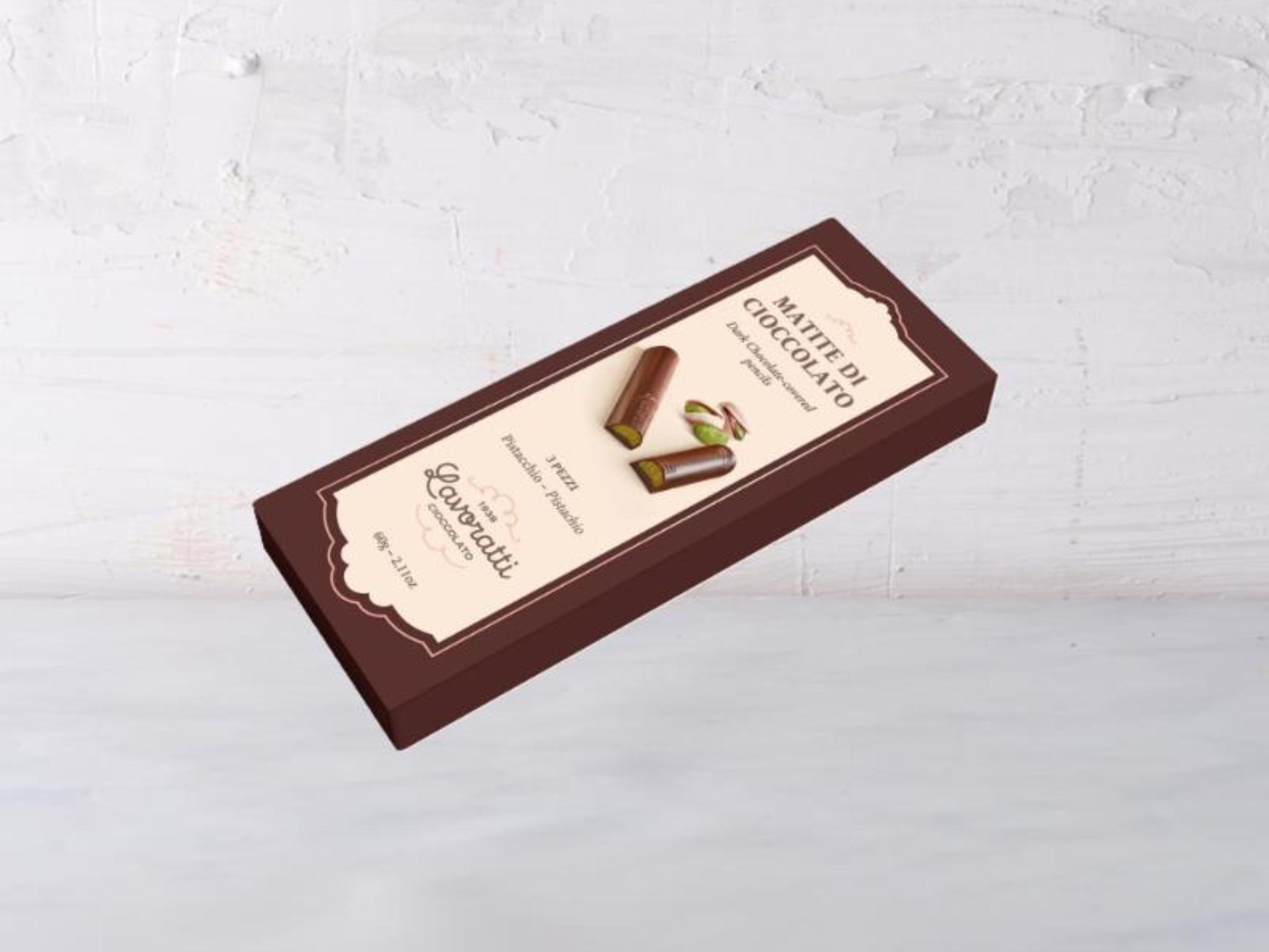 Matite di cioccolato fondente e pistacchio