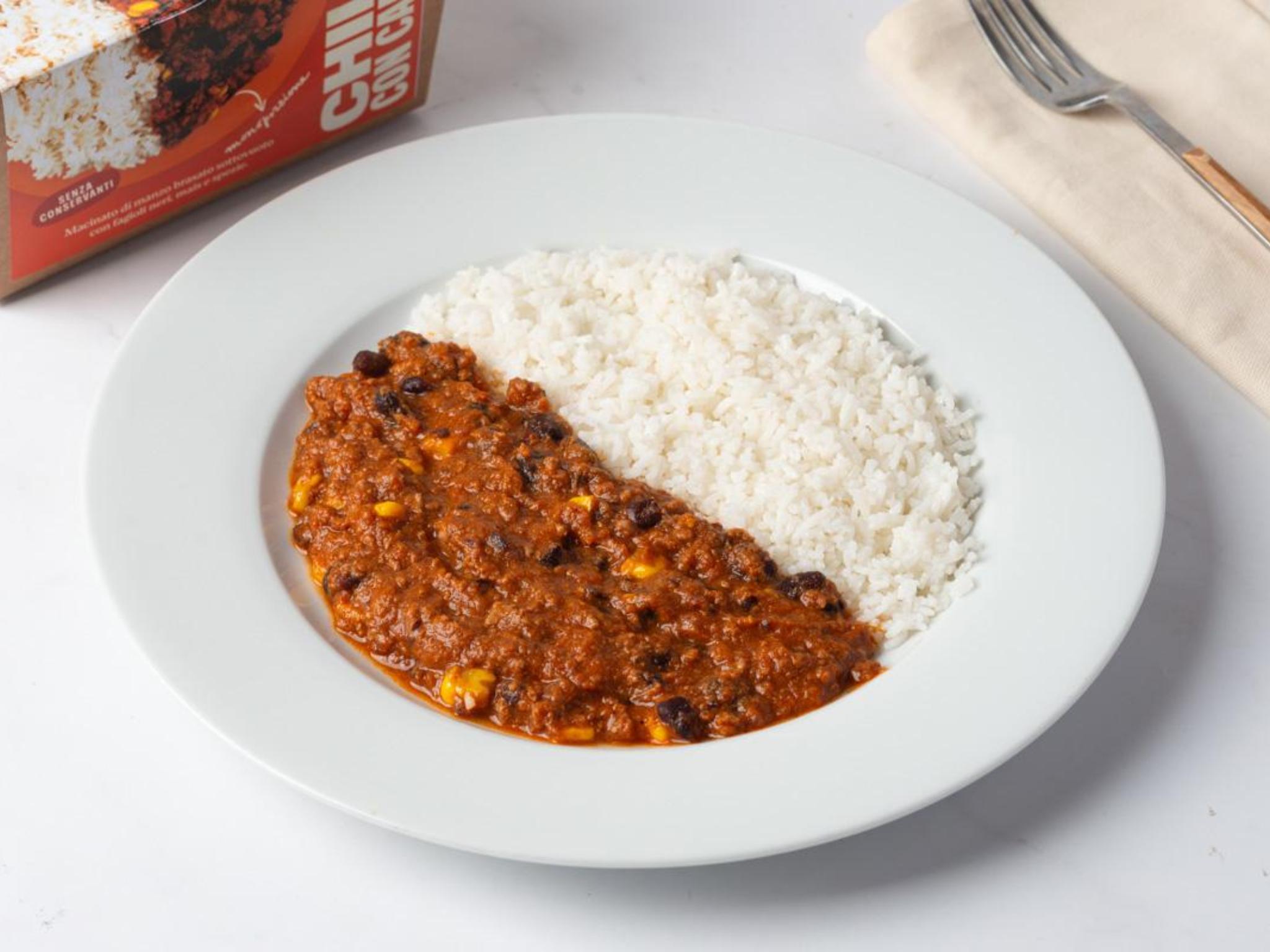 Chili di carne con riso basmati