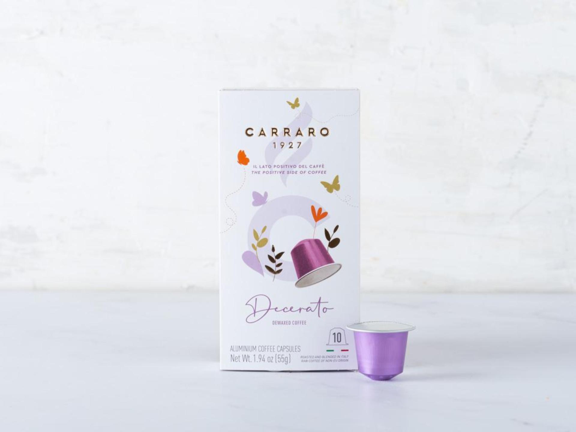 10 capsule in alluminio decerato di caffè