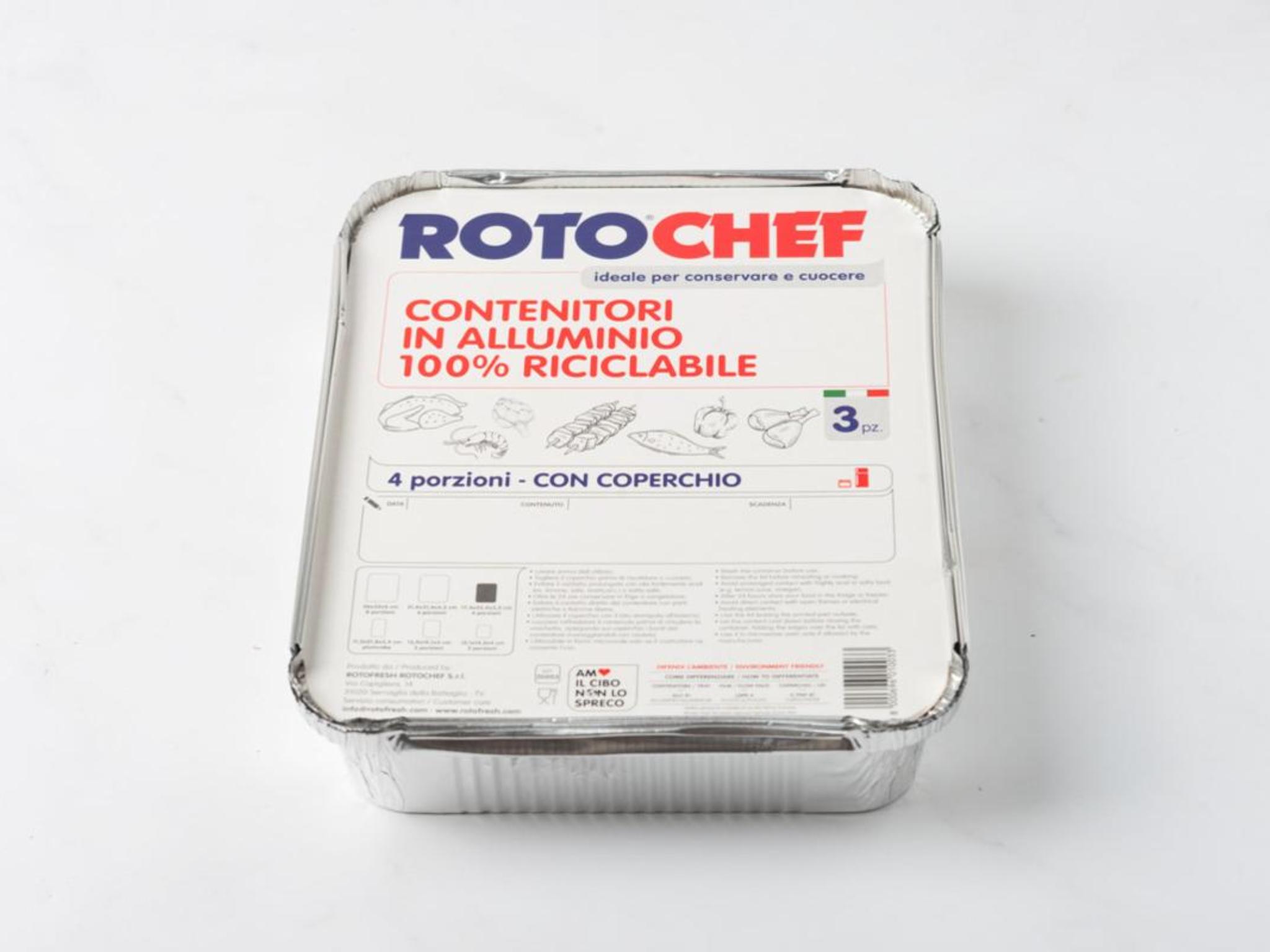 3 contenitori in alluminio con coperchio