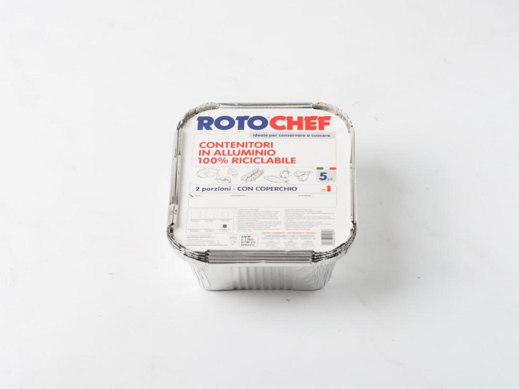 5 contenitori in alluminio con coperchio