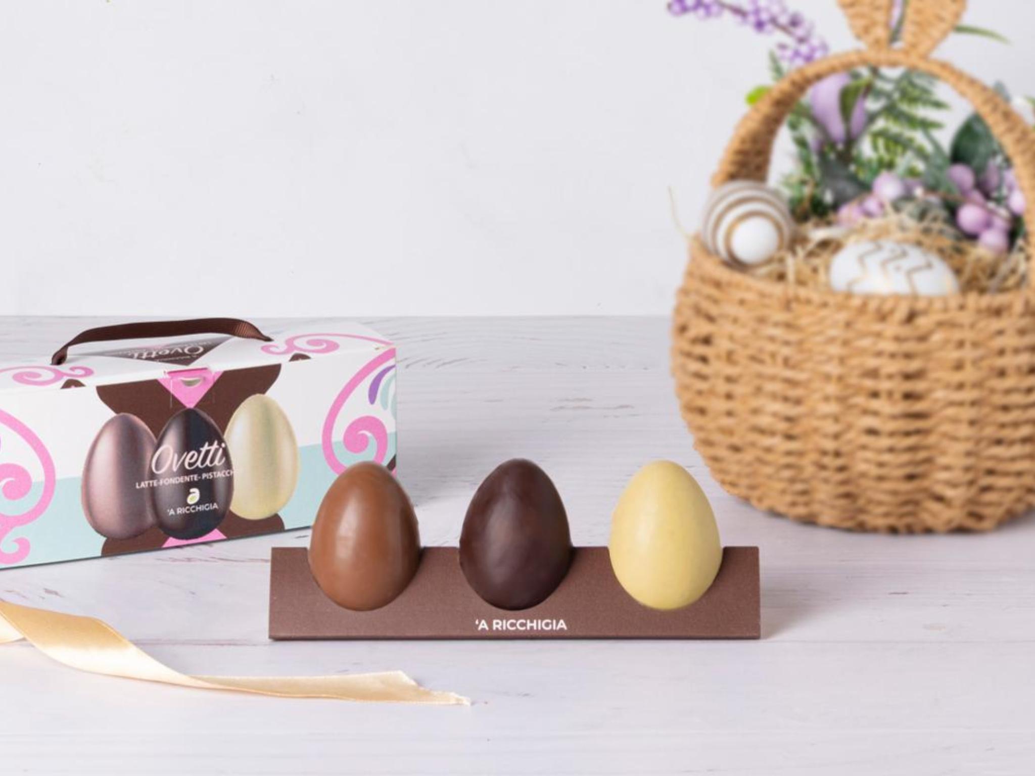 Tris di ovetti di cioccolato