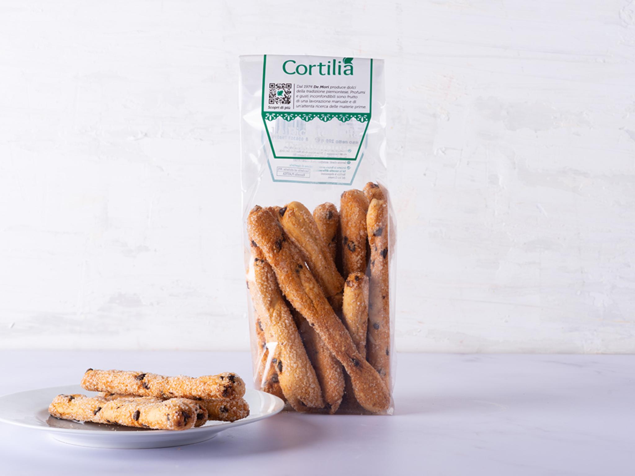 Bastoncini dolci con gocce di cioccolato fondente