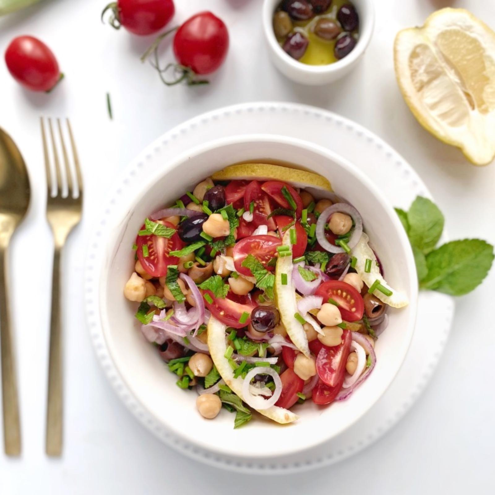 Kit insalata di ceci, olive, pomodorini e menta