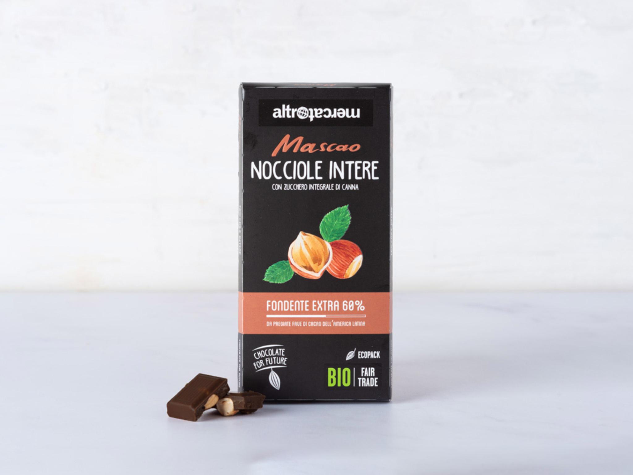 Cioccolato Mascao fondente extra con nocciole intere BIO