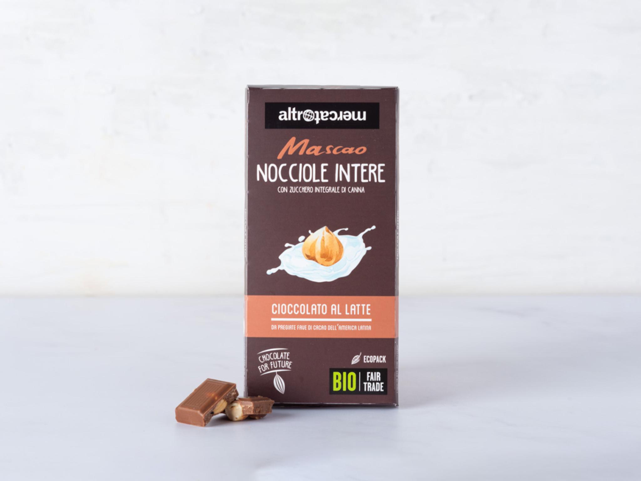 Cioccolato Mascao al latte con nocciole intere BIO