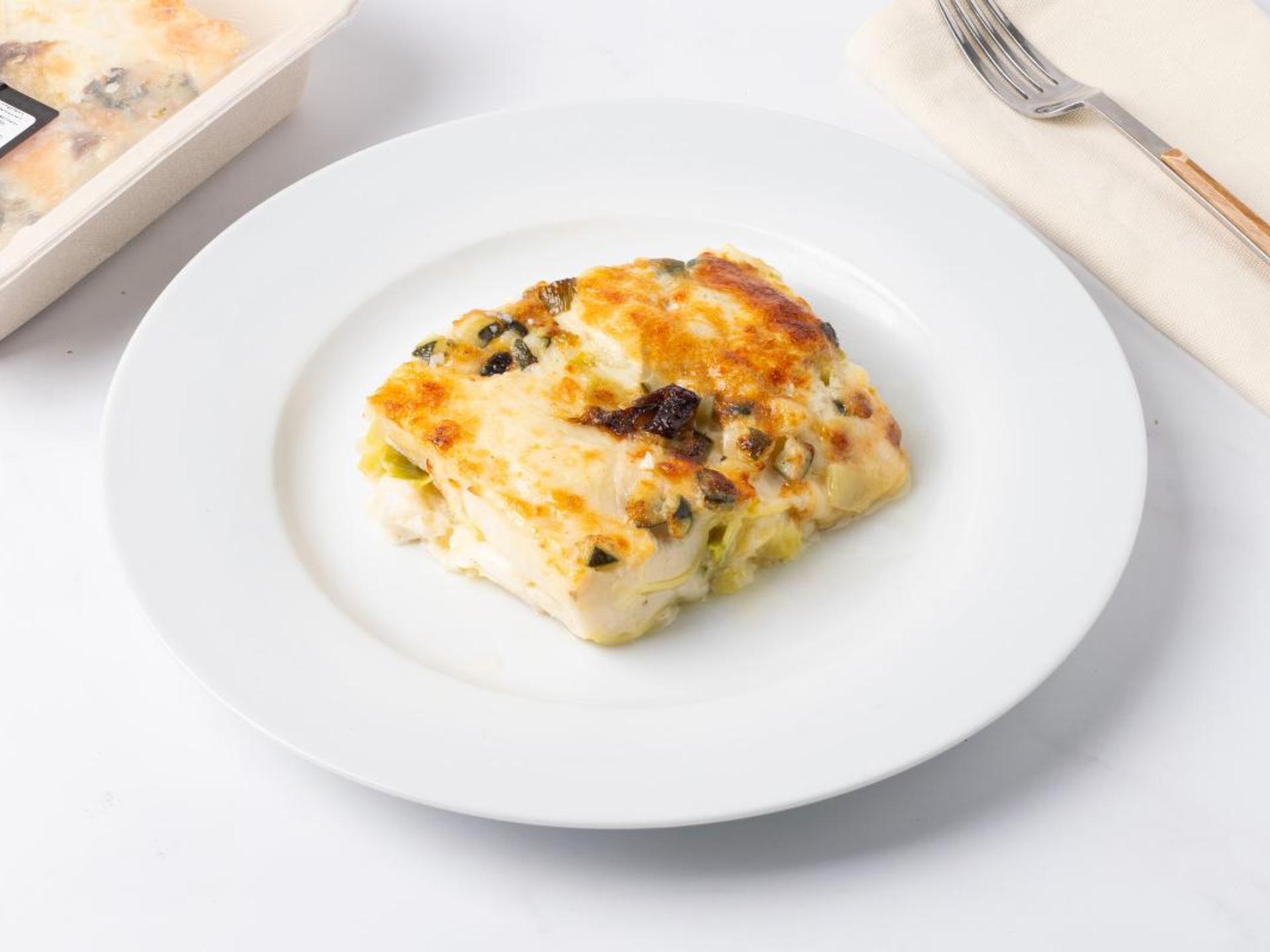 Lasagne con zucchine, porri e taleggio