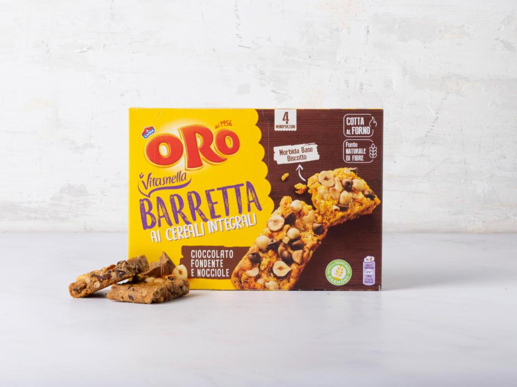 Barrette ai cereali integrali cioccolato fondente e nocciole