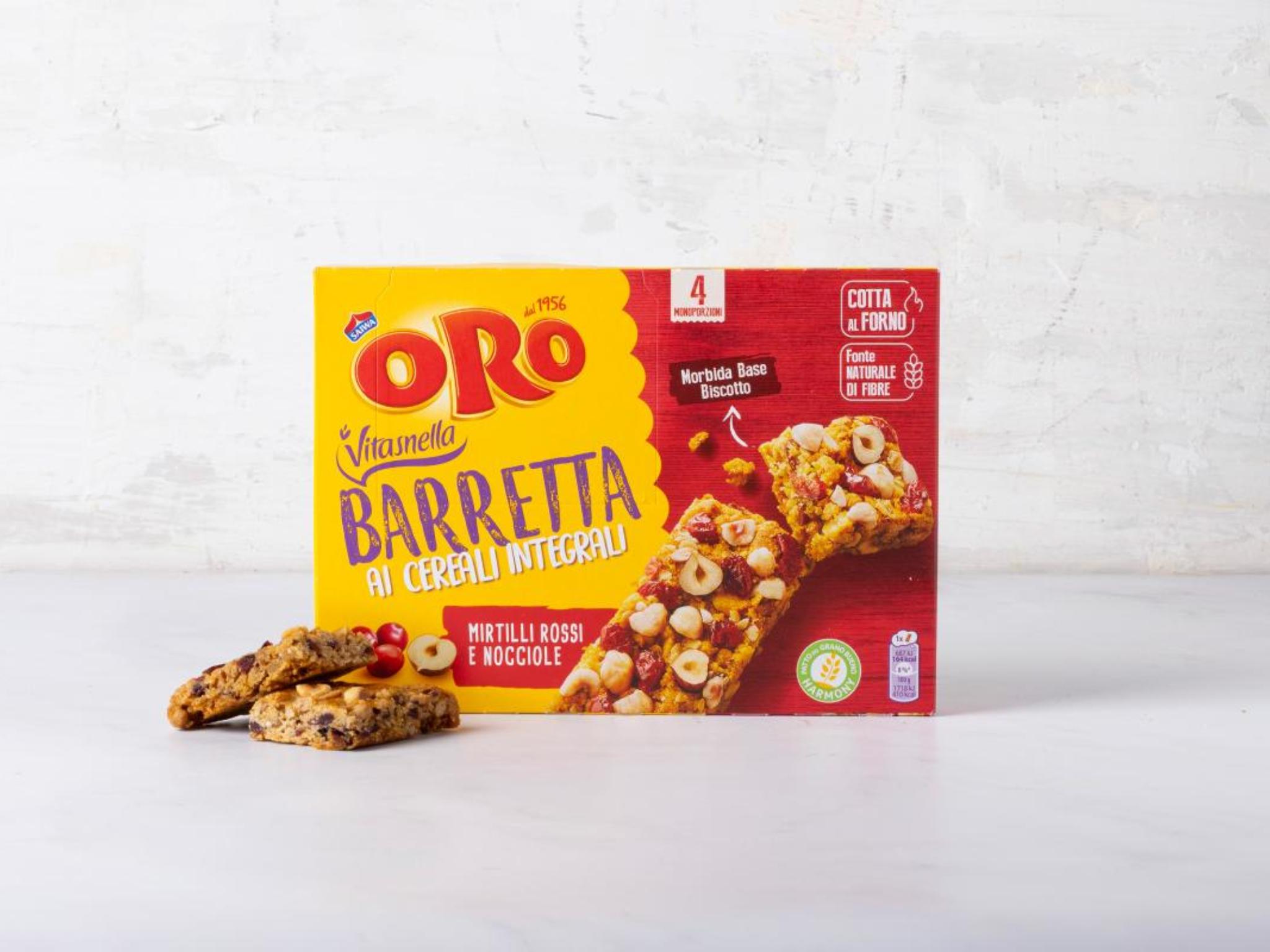 Barrette ai cereali integrali mirtilli rossi e nocciole