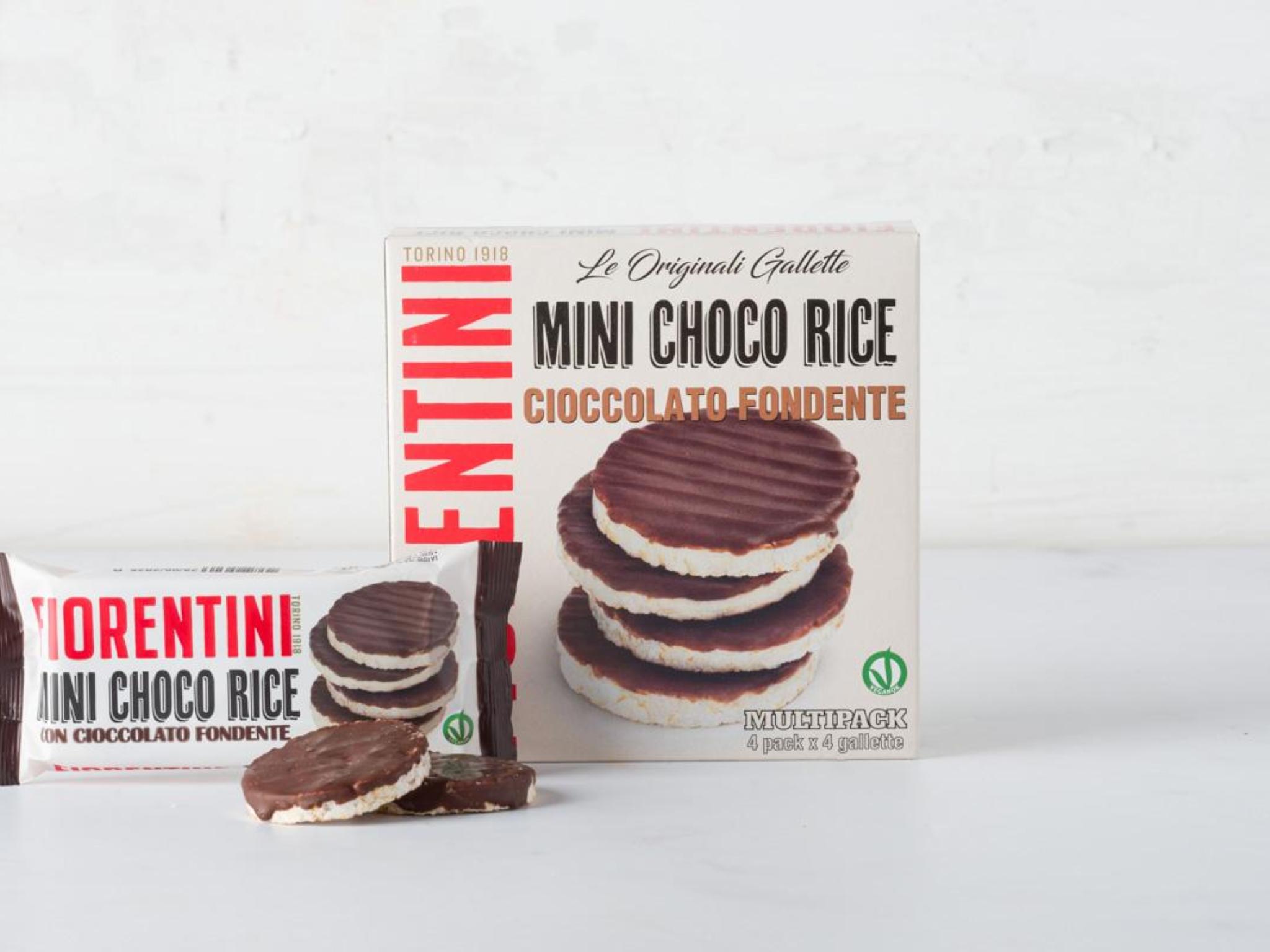 Mini gallette di riso ricoperte di cioccolato fondente