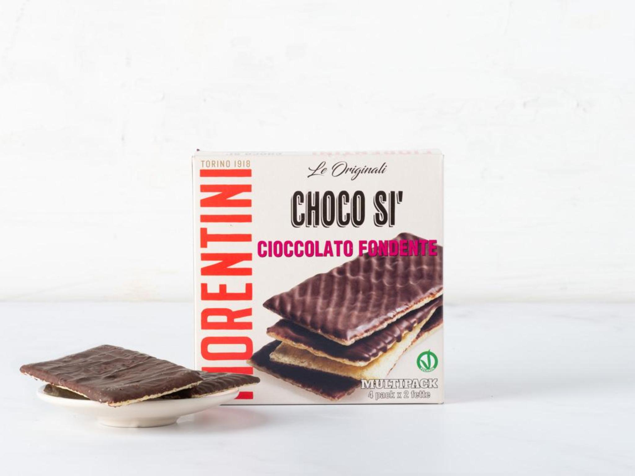 Fette croccanti ricoperte di cioccolato fondente