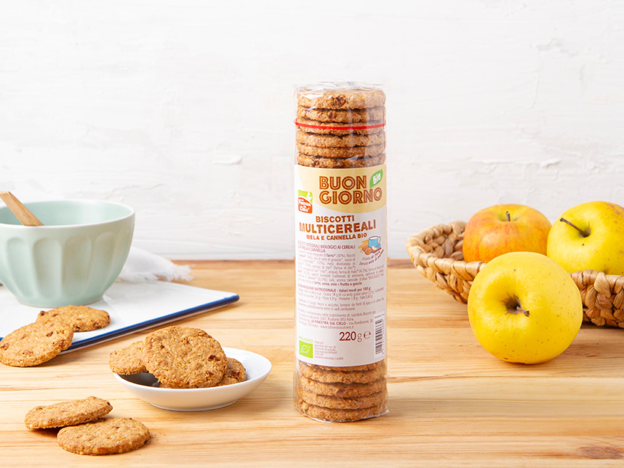 Biscotti multicereali con mela e cannella BIO