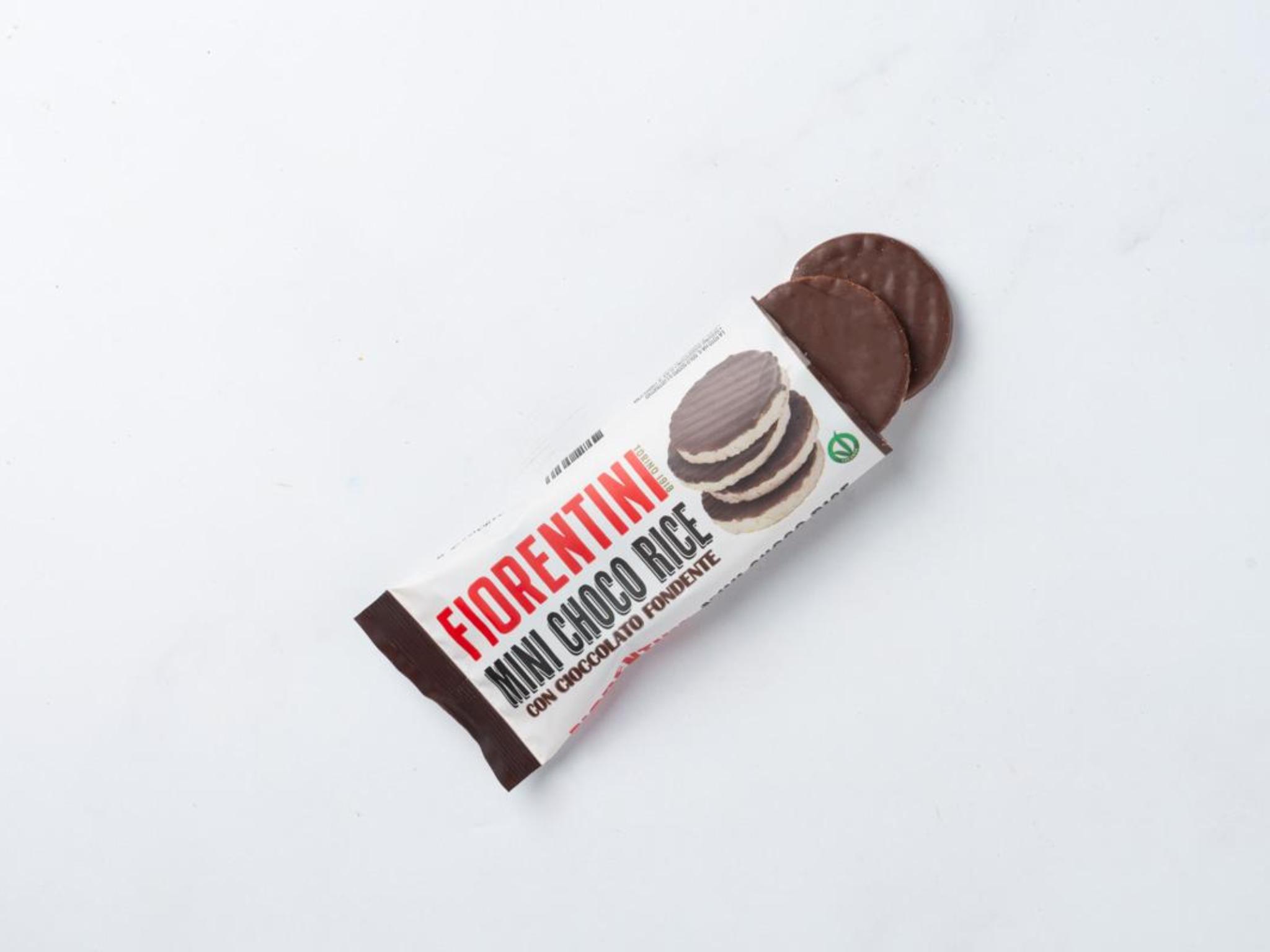 Mini gallette di riso ricoperte di cioccolato fondente
