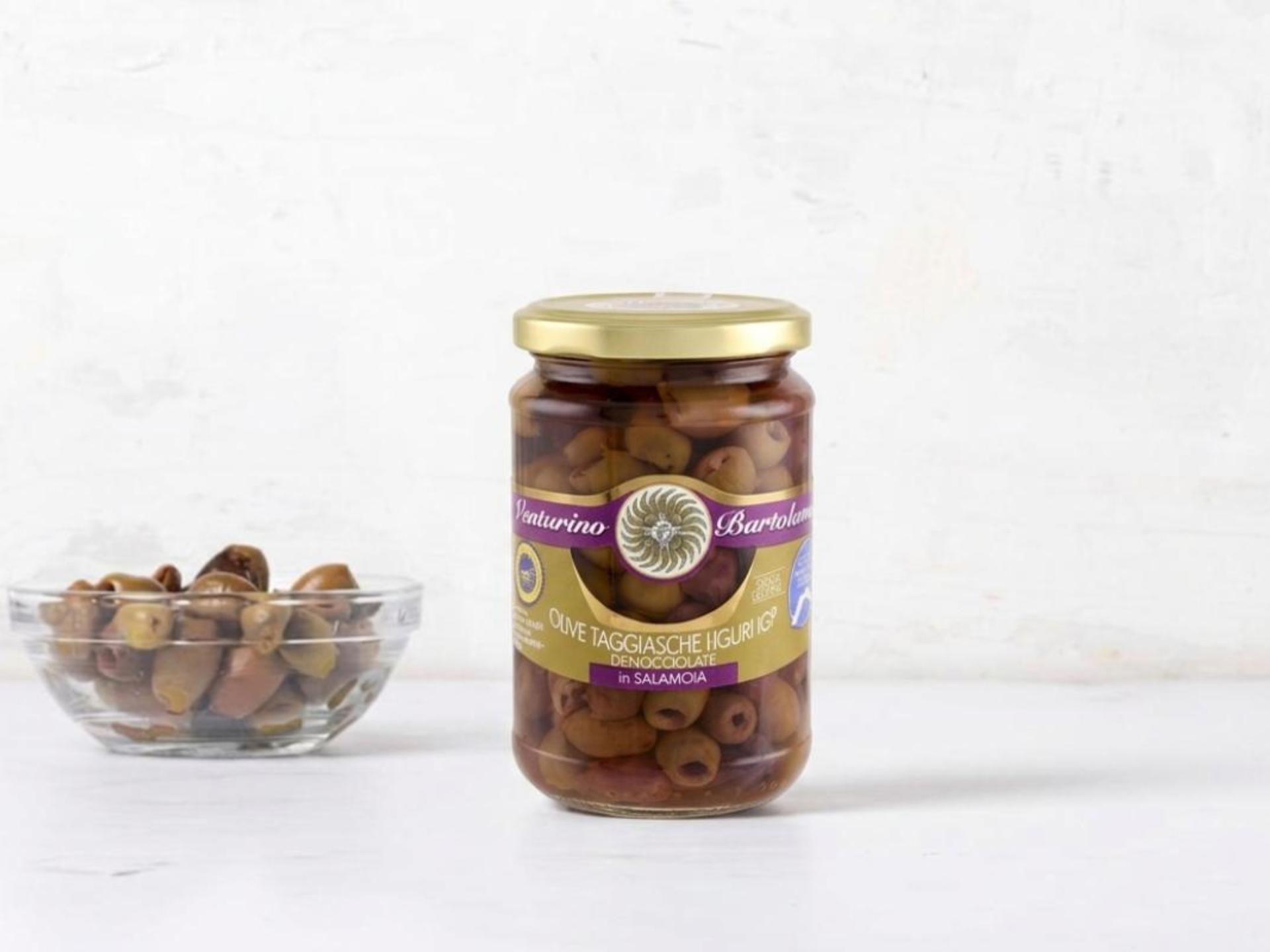 Olive taggiasche Liguri IGP denocciolate in salamoia