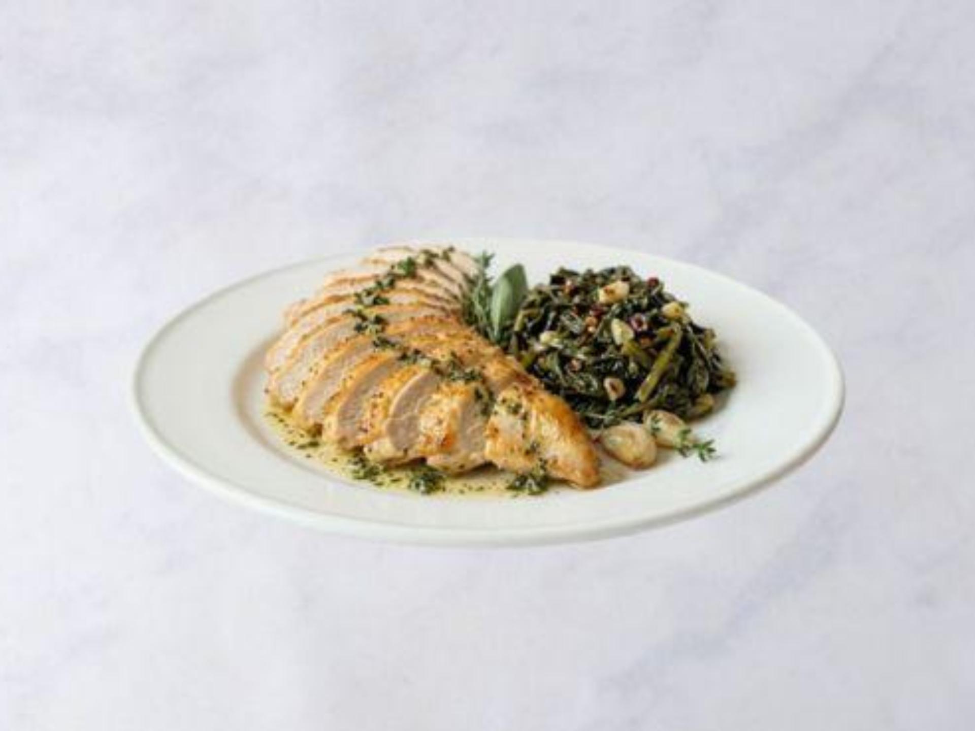 Ventaglio di pollo con erbette alla romana