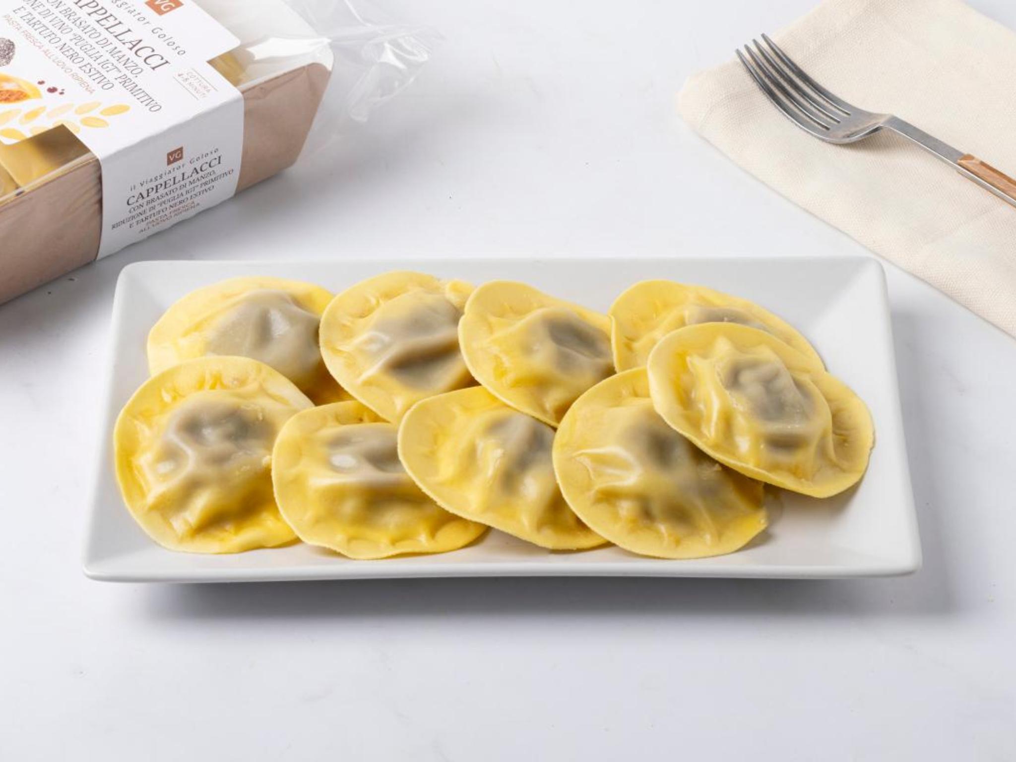 Cappellacci con brasato di manzo, vino Primitivo e tartufo