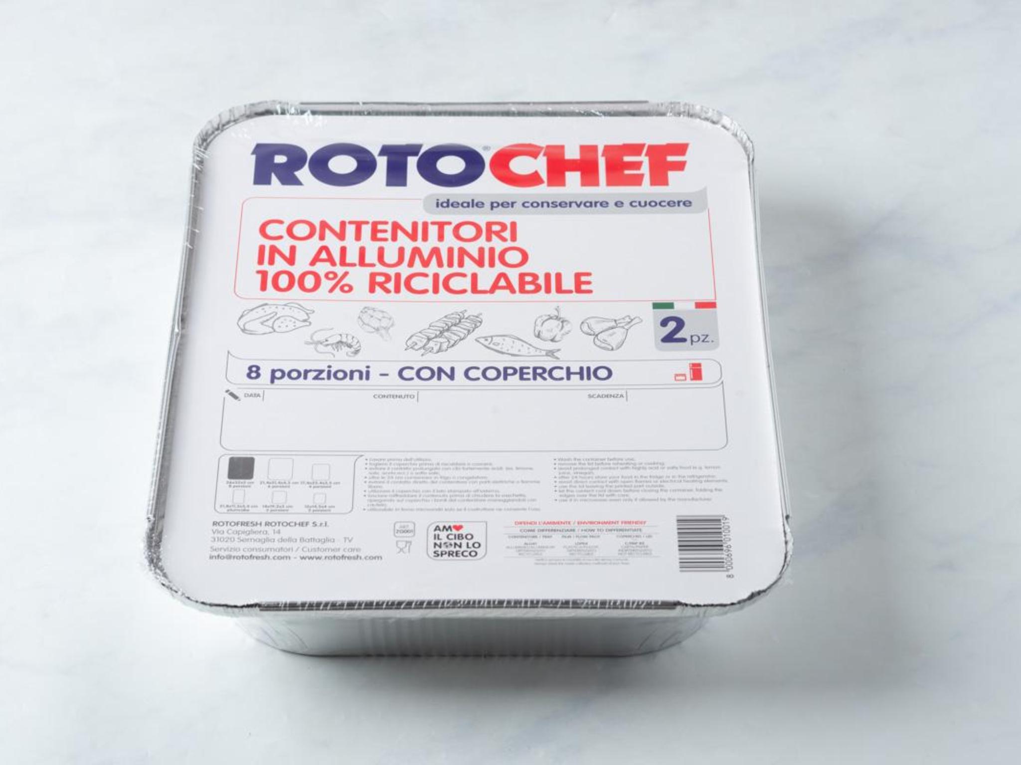 2 contenitori in alluminio con coperchio 8 porzioni