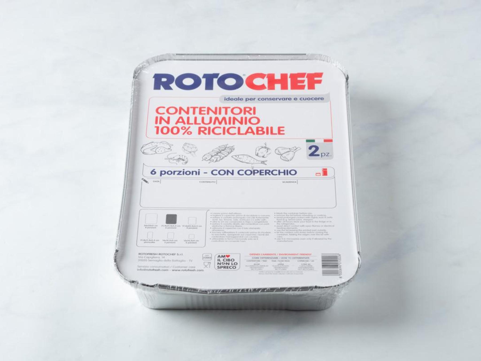 2 contenitori in alluminio con coperchio da 6 porzioni