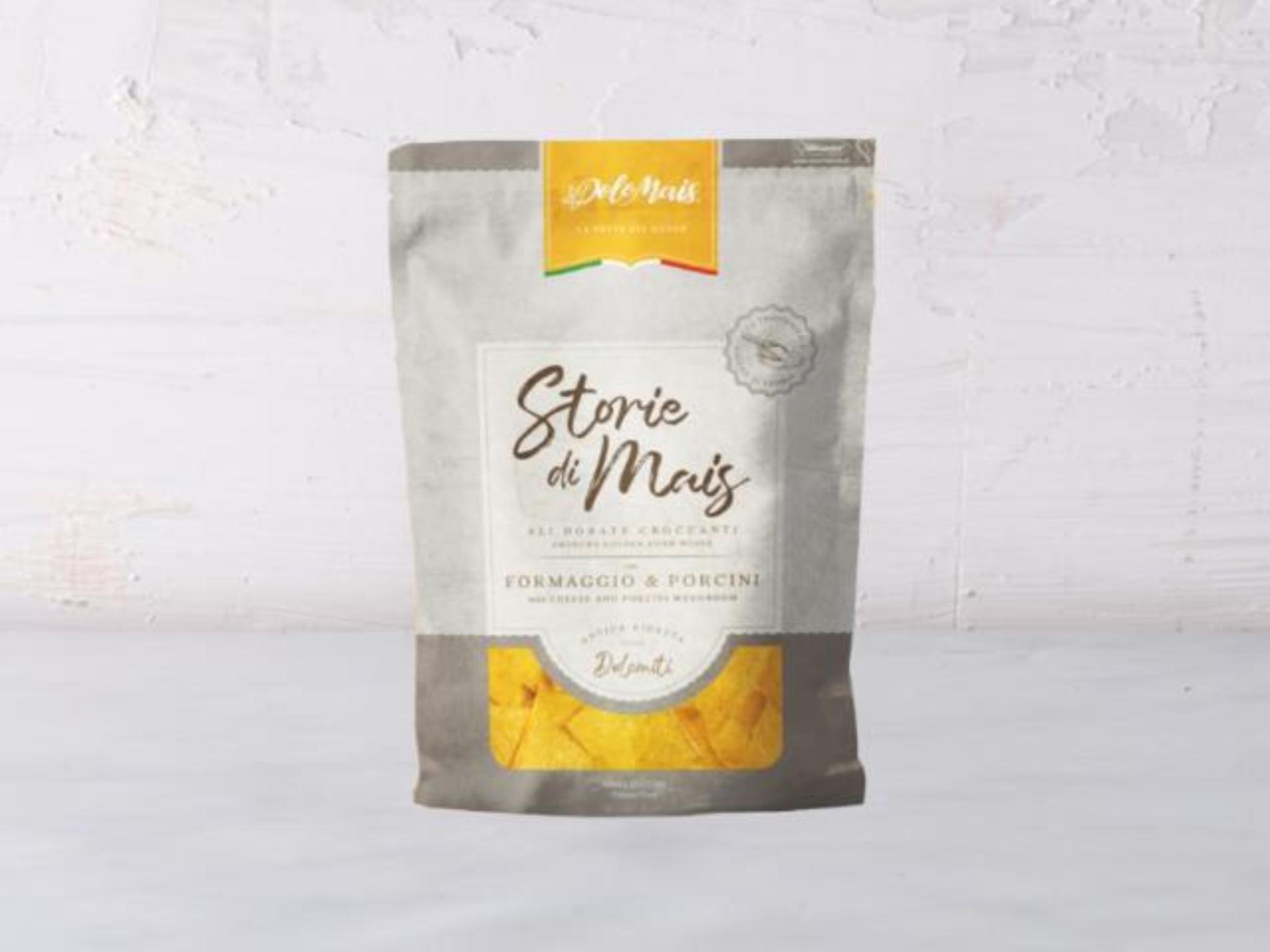 Chips di mais con formaggio e porcini