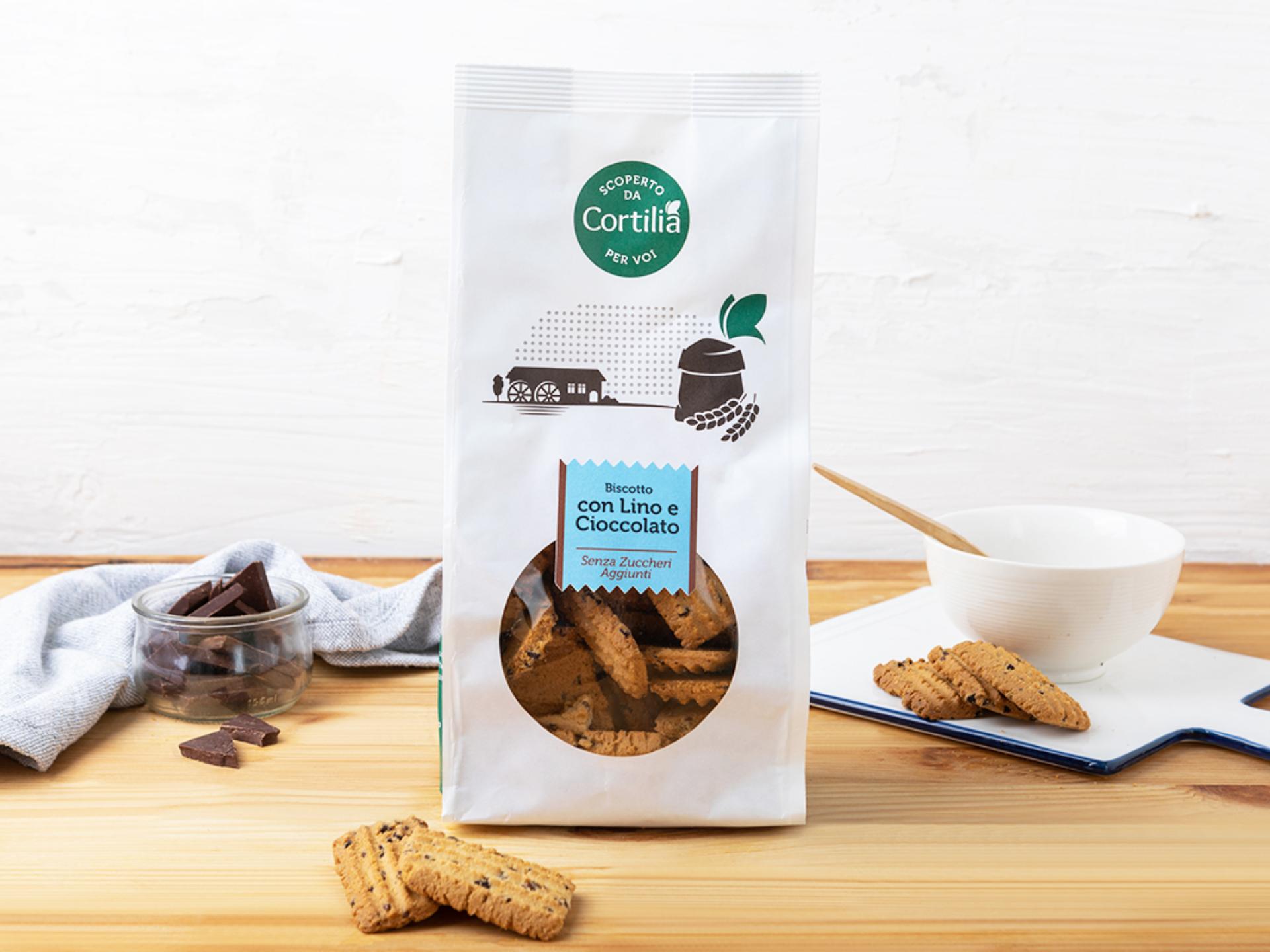 Biscotti zero zucchero con semi di lino e cioccolato