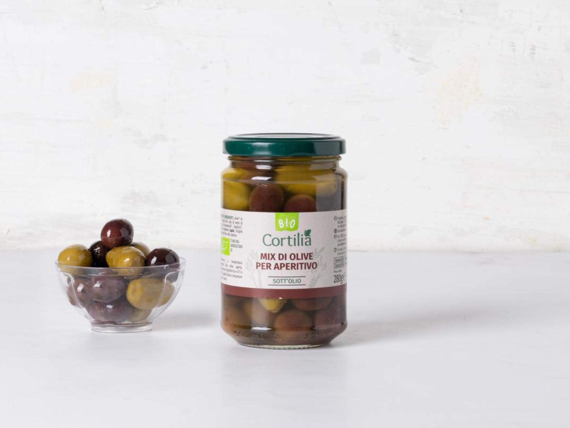Mix di olive per aperitivo sott'olio BIO