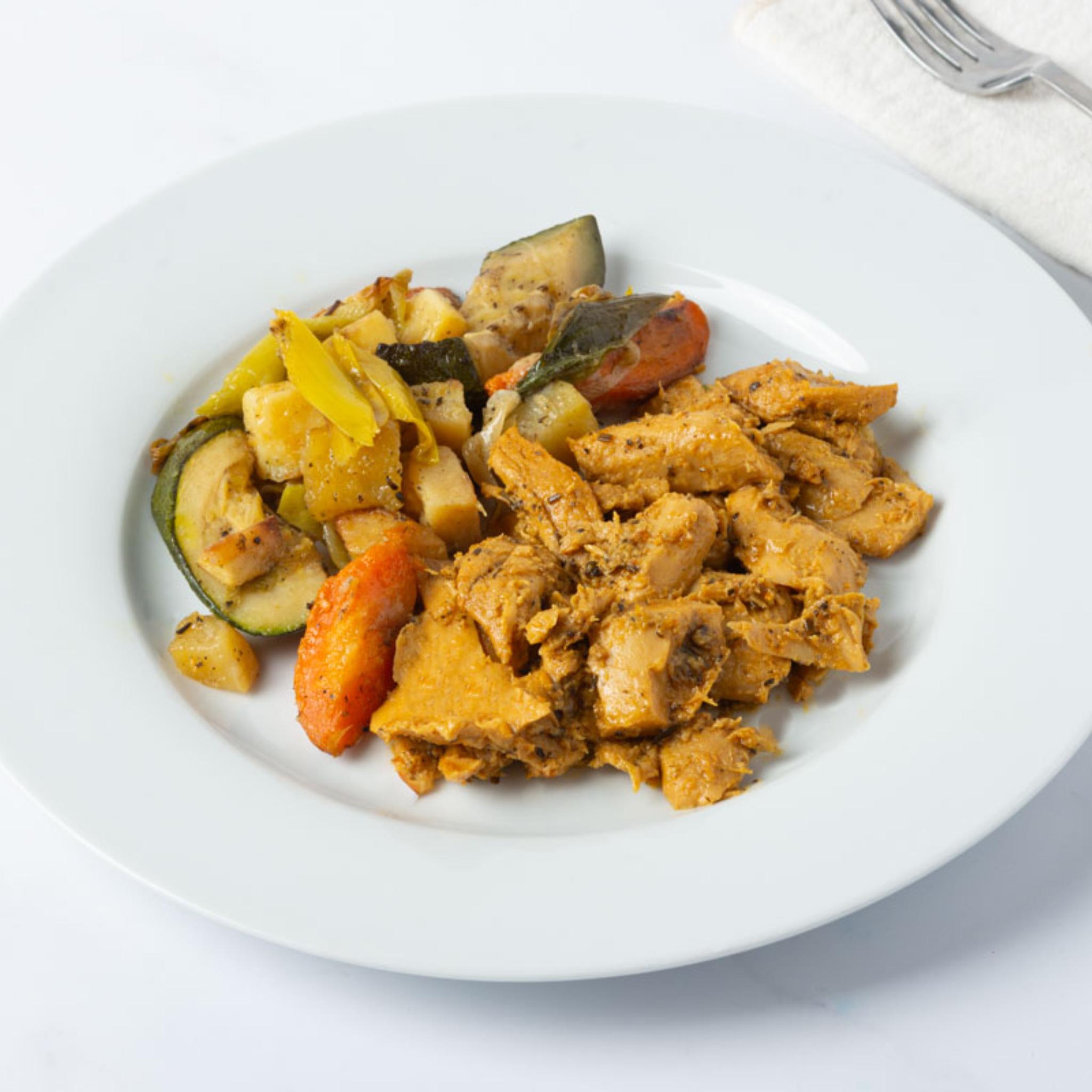 Planted chicken alla mediterranea con verdure arrosto