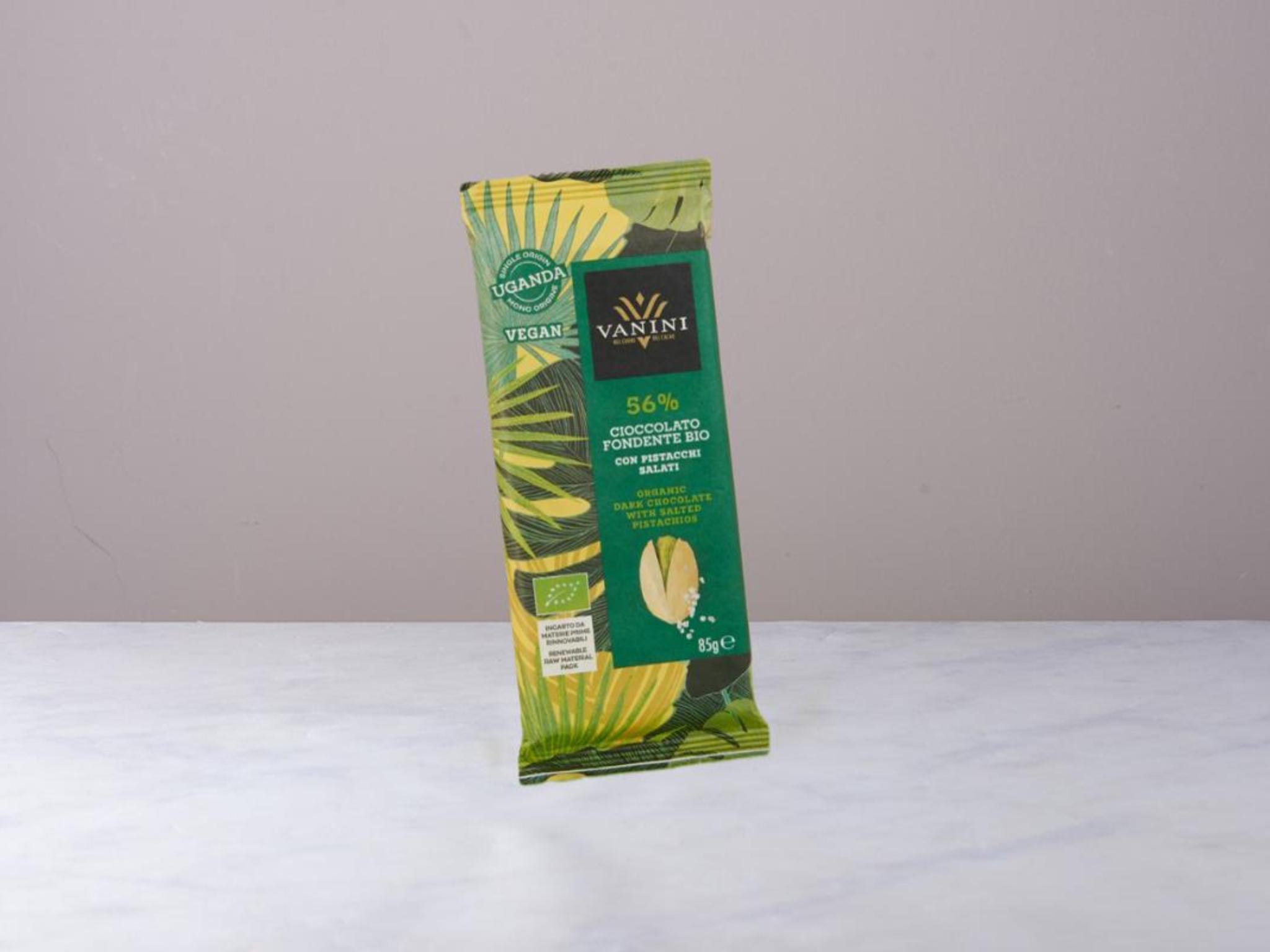 Cioccolato fondente 56% con pistacchi salati BIO