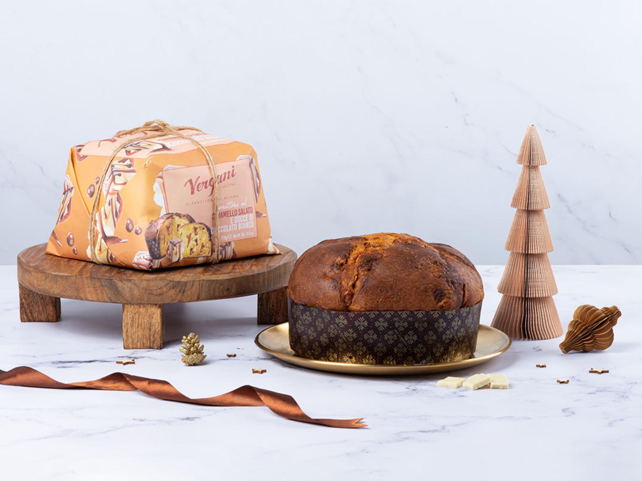 Panettone al caramello salato e cioccolato bianco