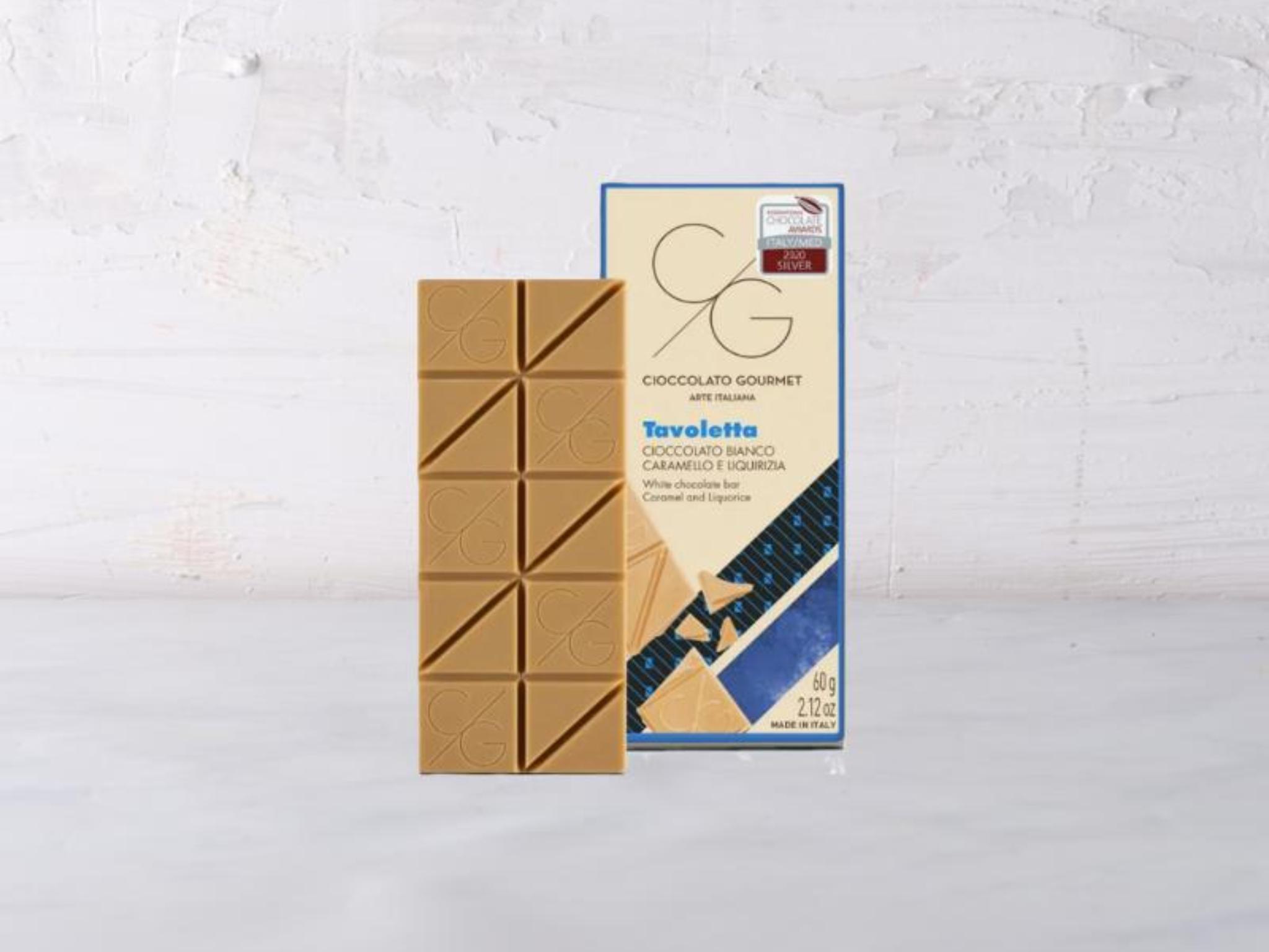 Cioccolato bianco con caramello e liquirizia