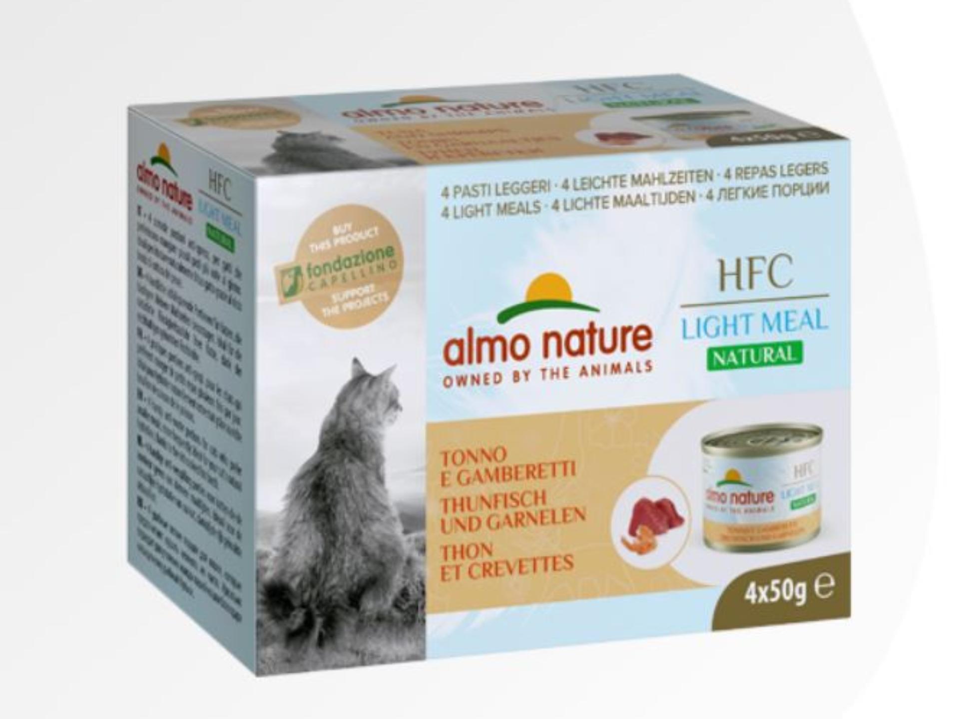 4 lattine gatto tonno e gamberetti light meal