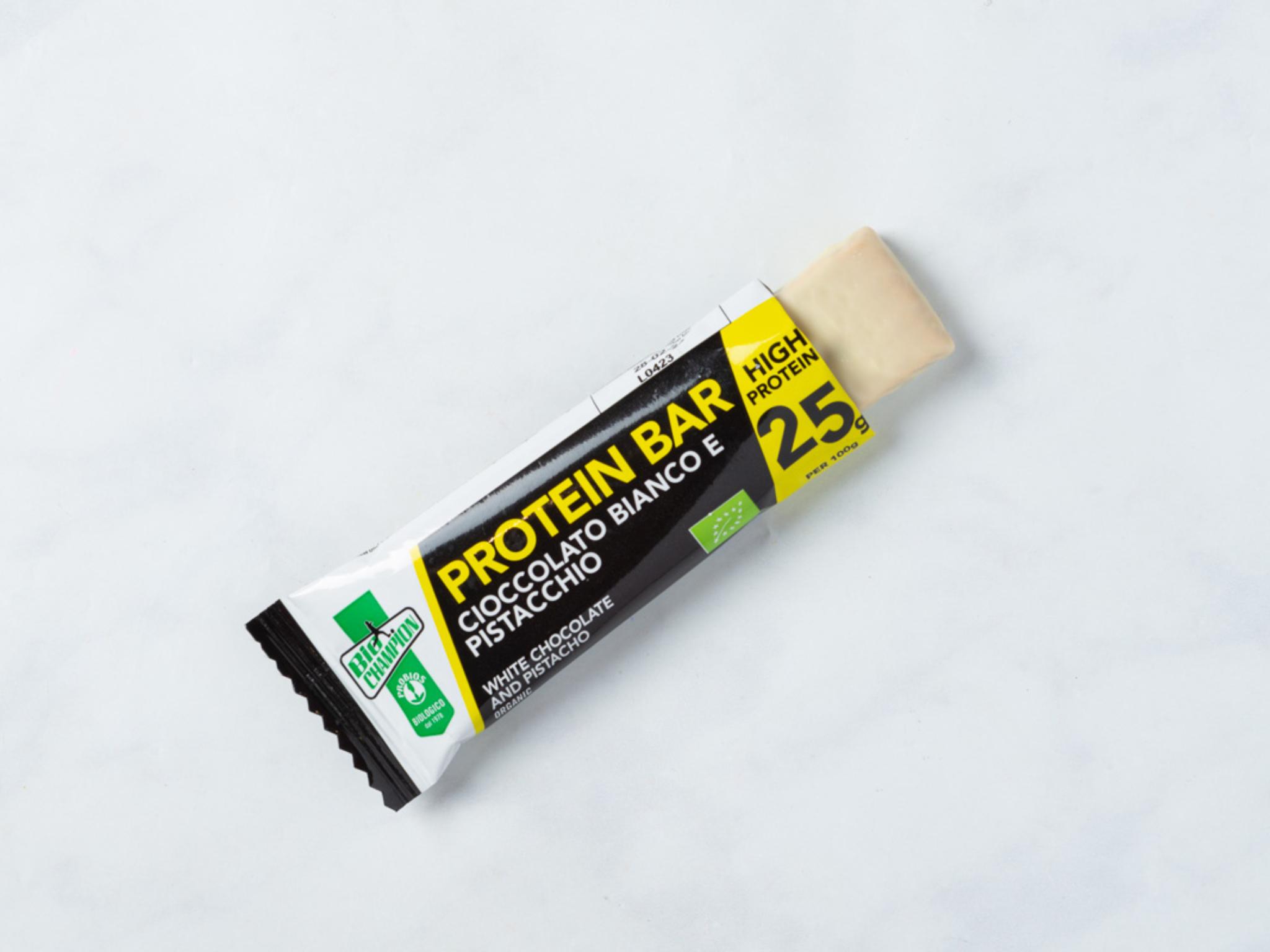 Barretta proteica con cioccolato bianco e pistacchio BIO