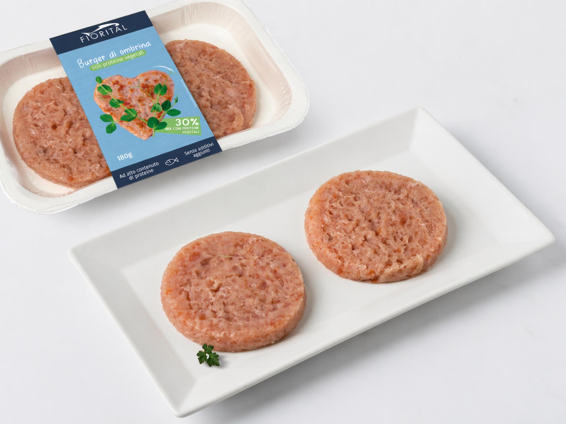 Burger di ombrina con proteine vegetali