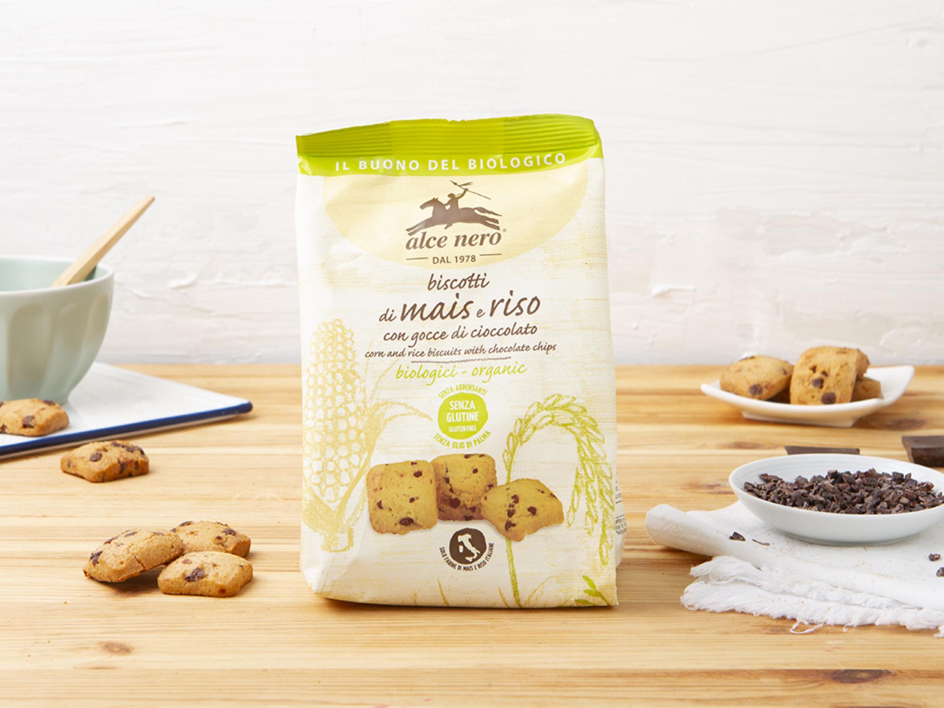 Biscotti mais e riso con gocce di cioccolato BIO senza glutine