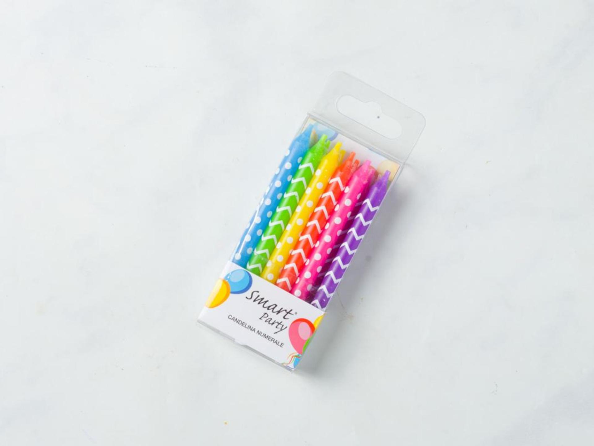 12 candeline stampate colori mix