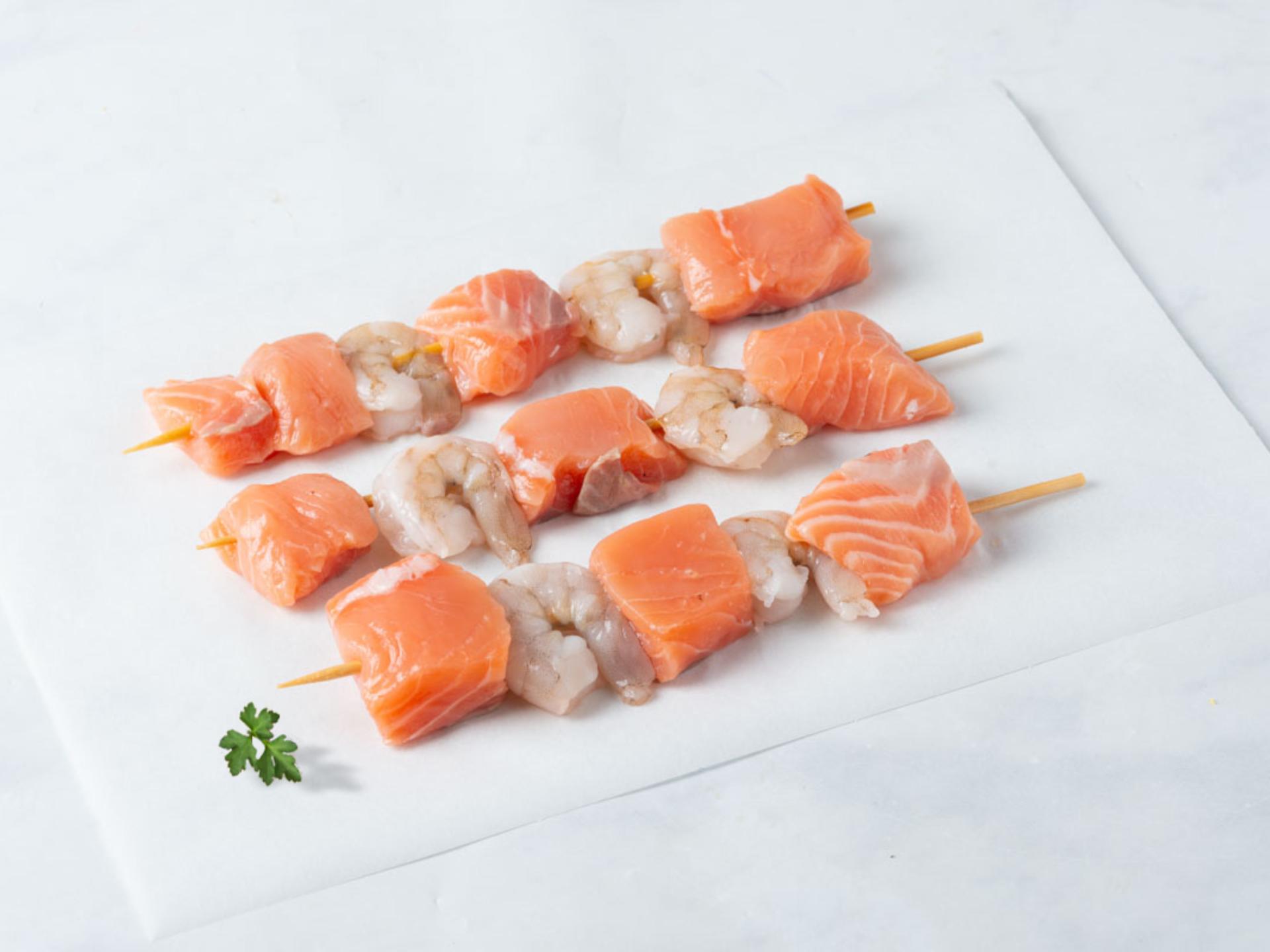 Spiedini di salmone e mazzancolle