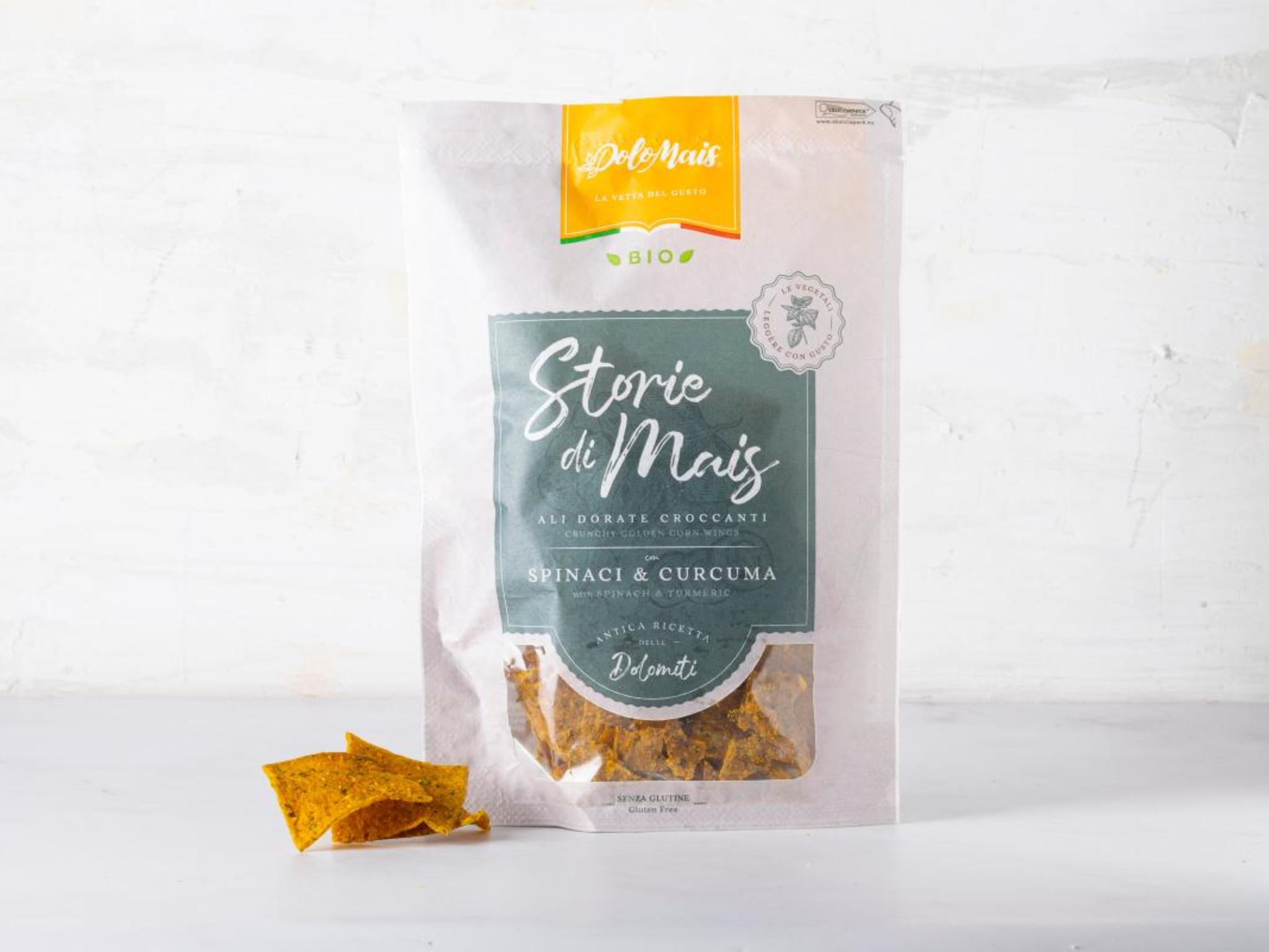 Chips di mais con spinaci e curcuma BIO