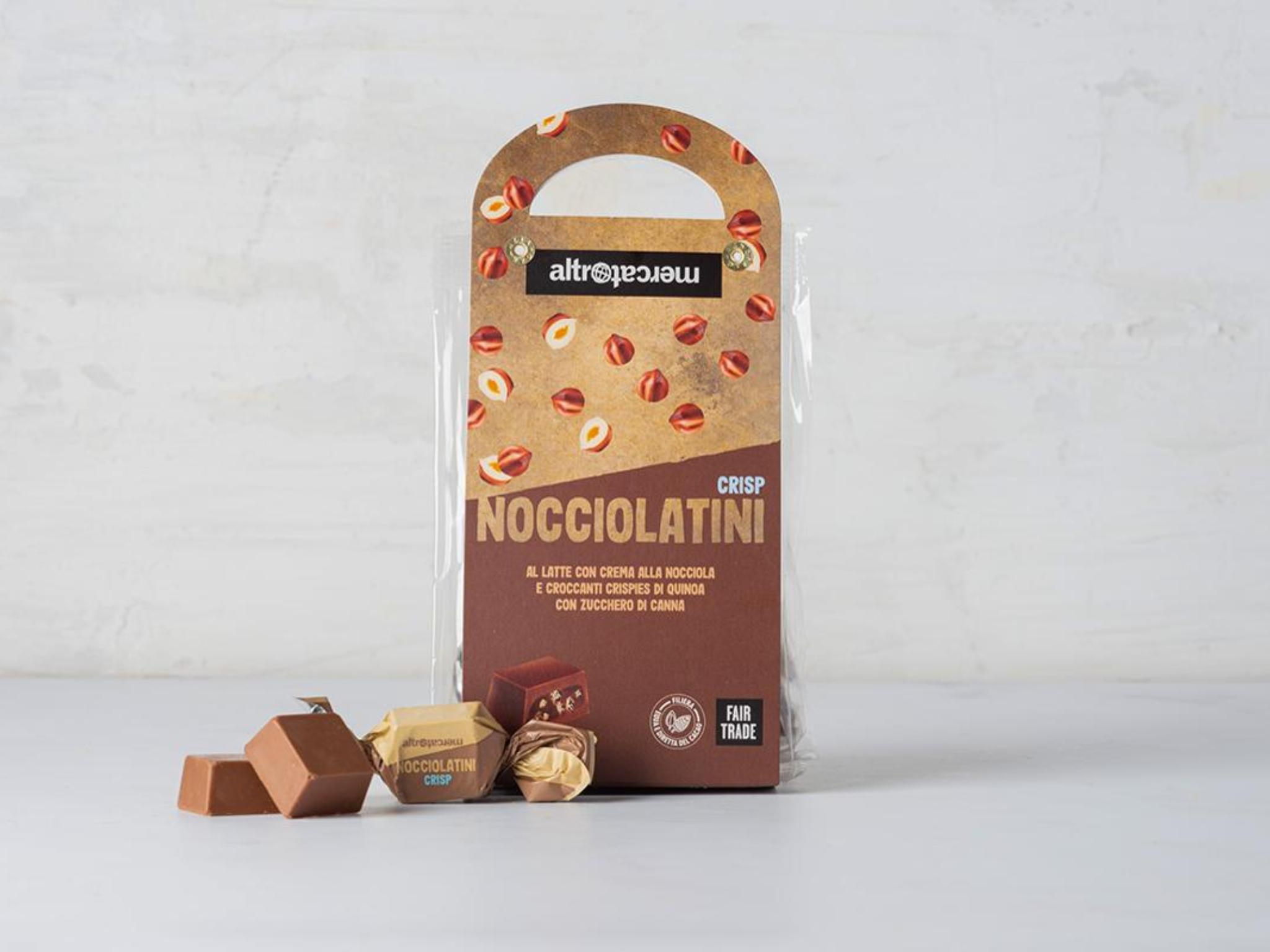 Cioccolatini al latte crisp con ripieno di nocciole