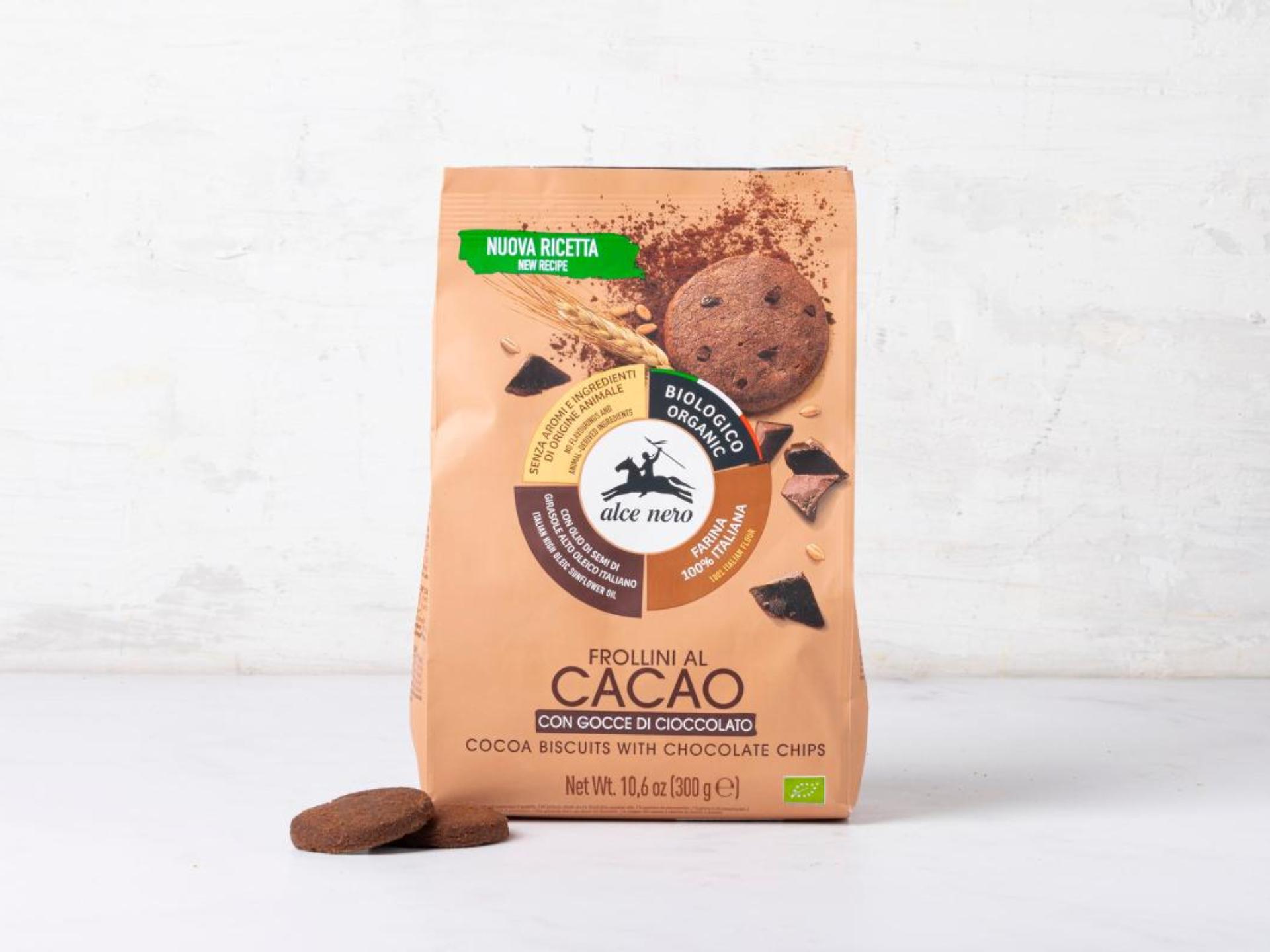 Frollini al cacao con gocce cioccolato senza burro e uova BIO