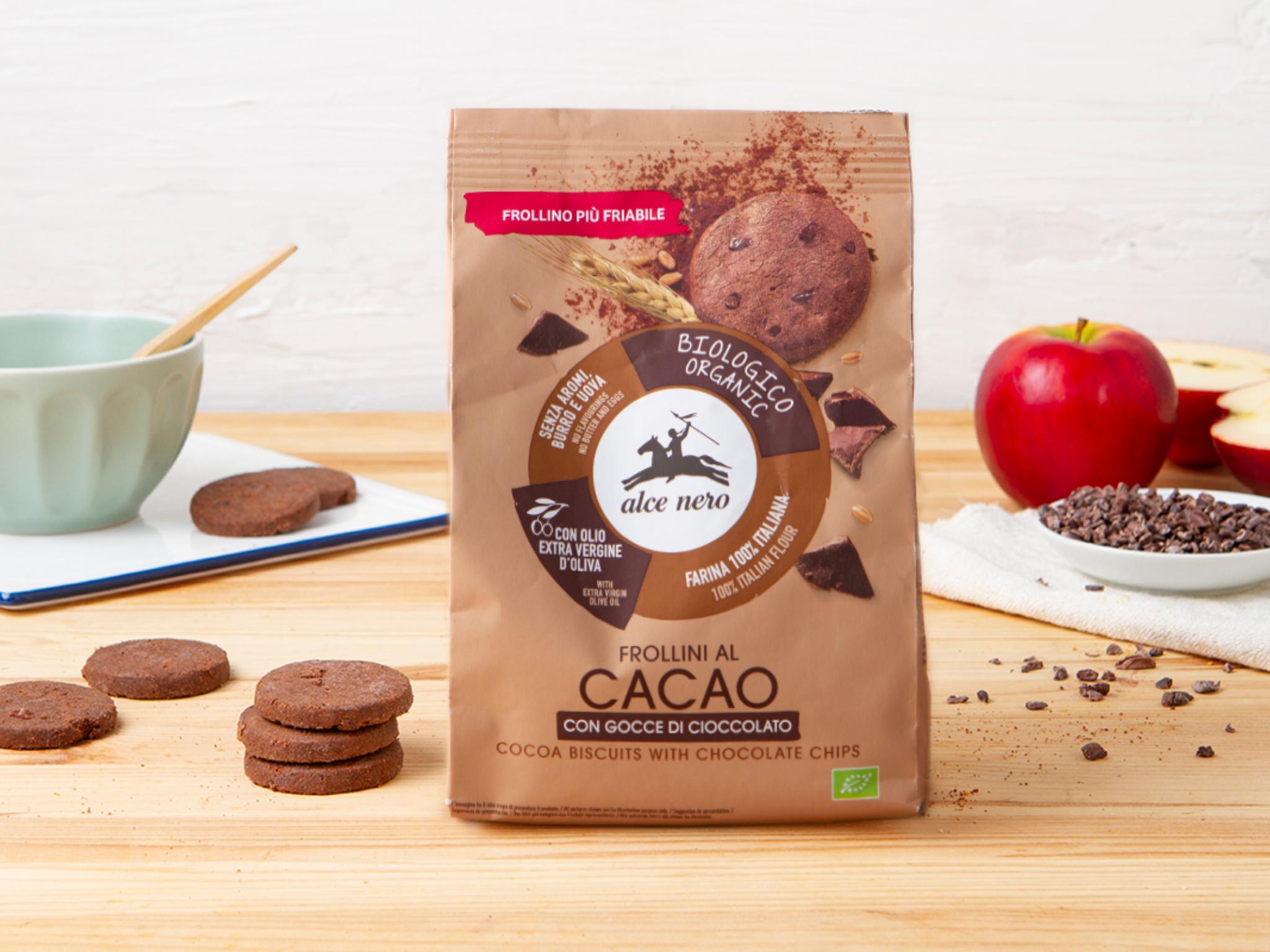 Frollini al cacao con gocce cioccolato senza burro e uova BIO