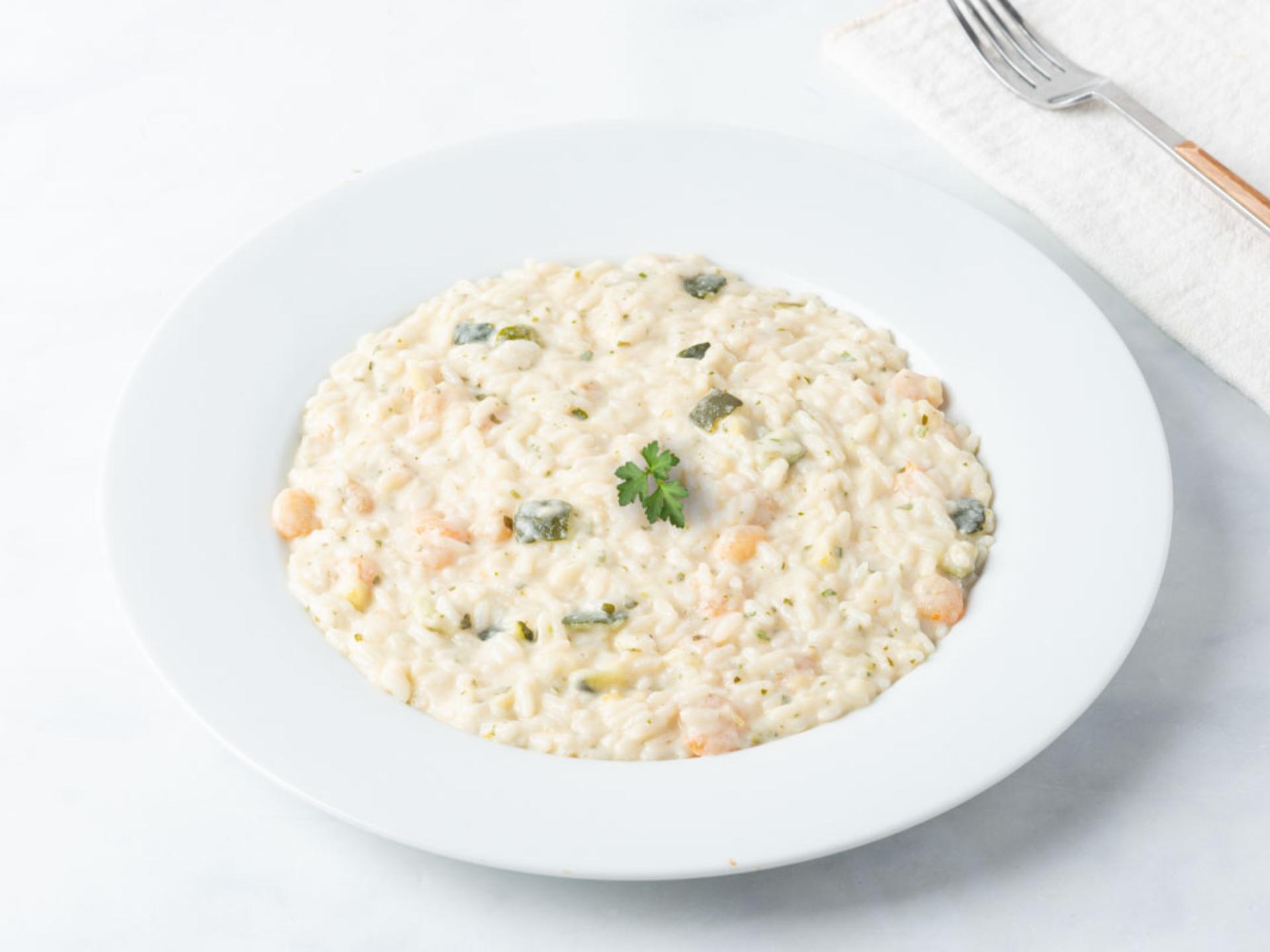 Risotto con gamberi e zucchine