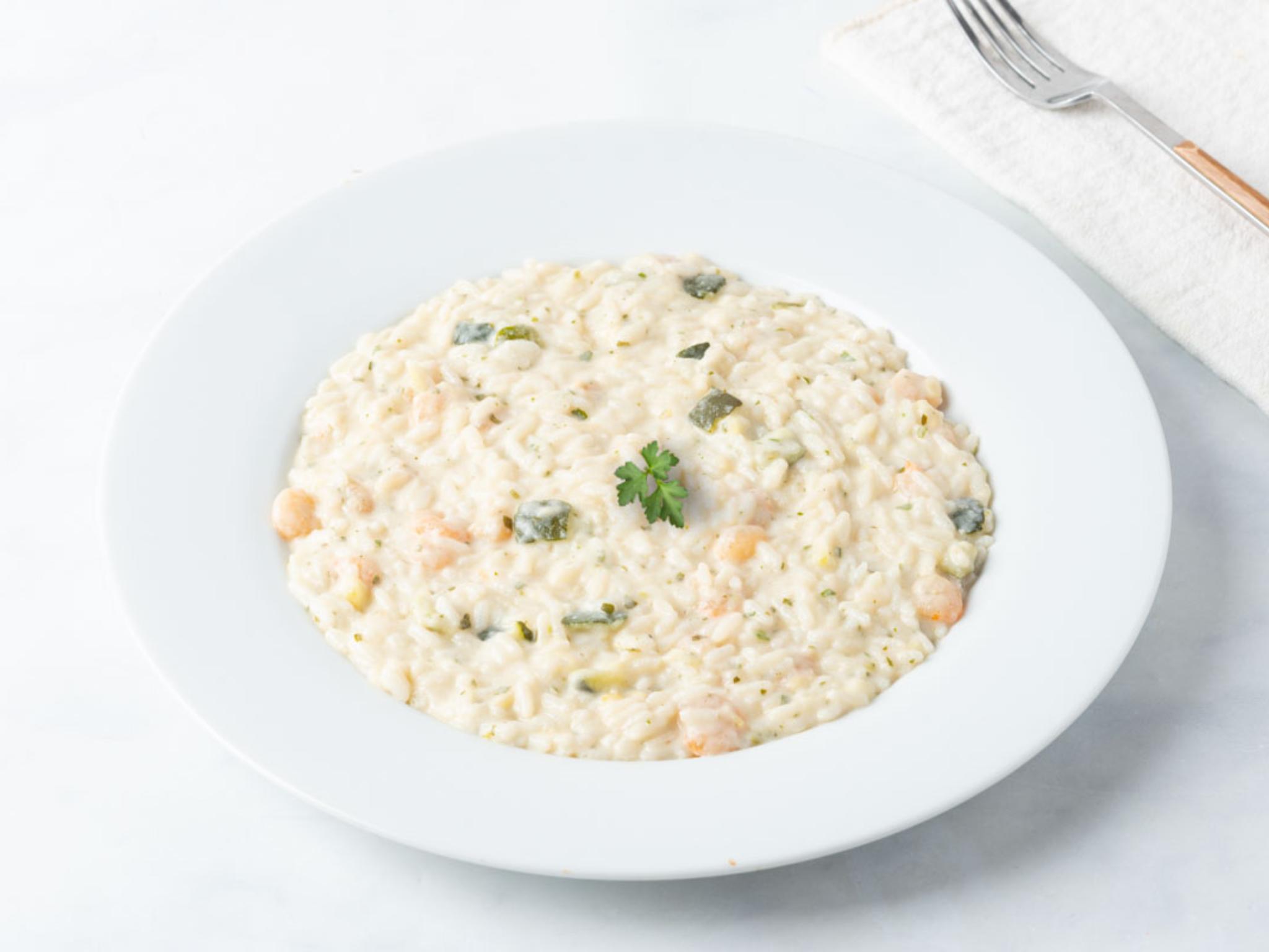 Risotto con gamberi e zucchine