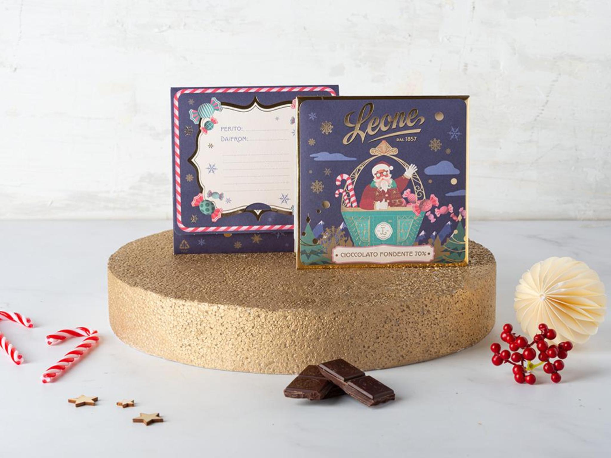 Tavoletta di cioccolato fondente con biglietto di Natale