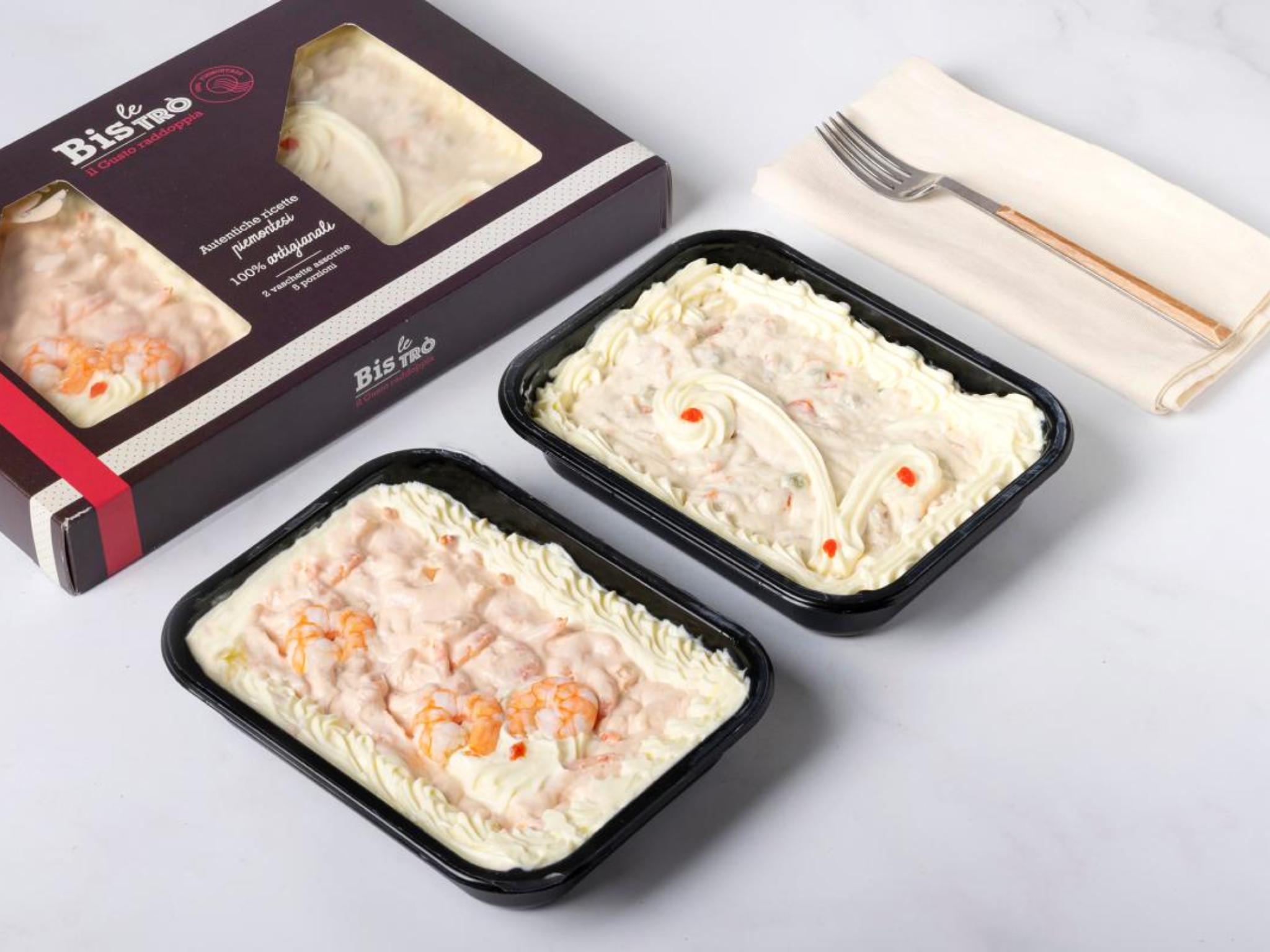 Bis di insalata russa con tonno e cocktail di gamberi