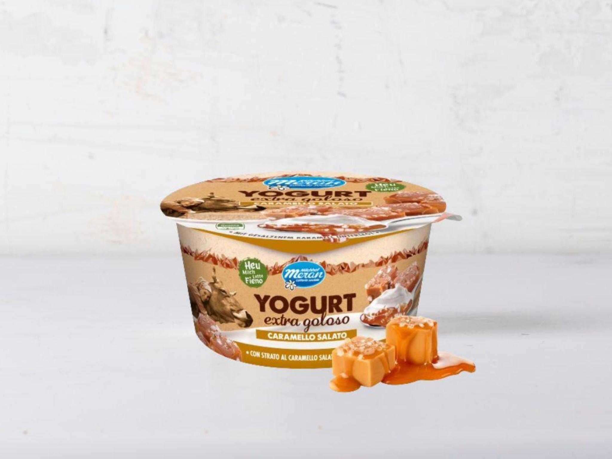 Yogurt extra goloso da latte fieno STG con caramello salato