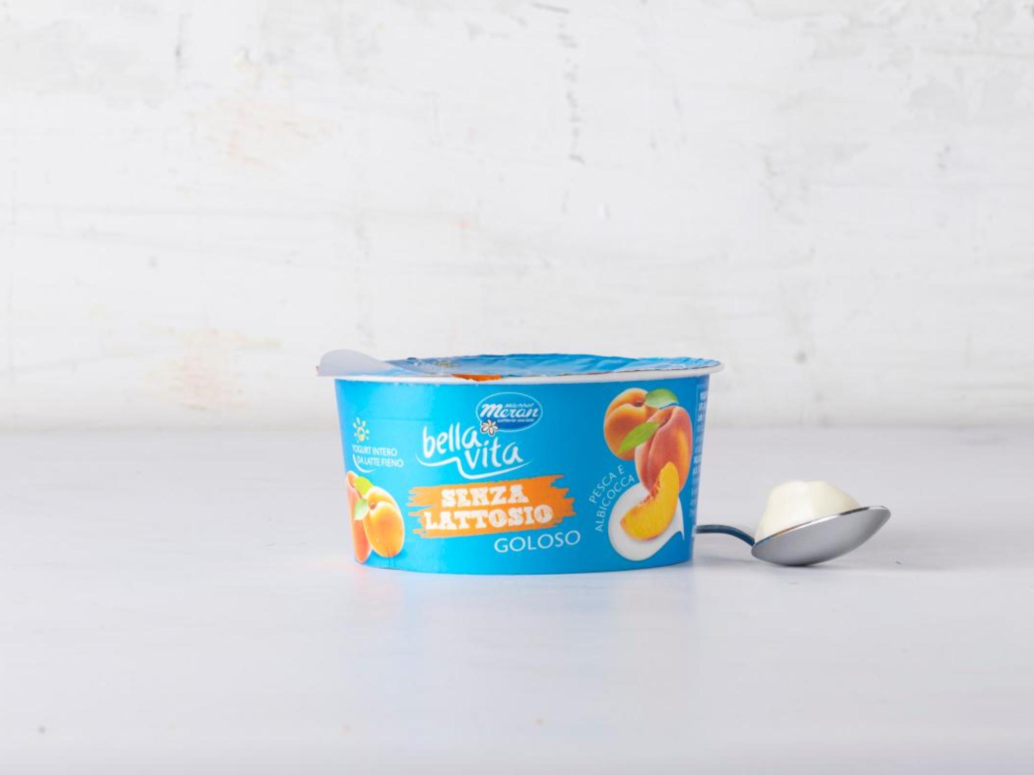 Yogurt Bella vita senza lattosio da latte fieno STG con pesca e albicocca